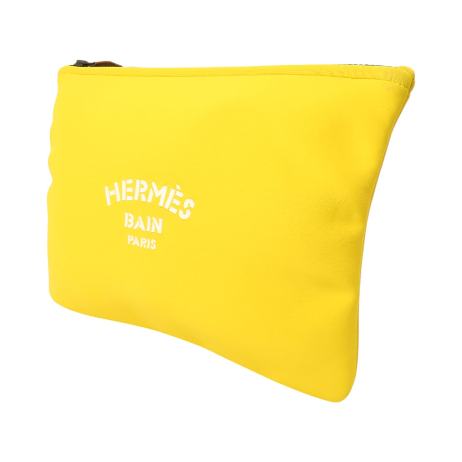 HERMES 尼龍Neobain Case MM手拿包Jaune Ambre