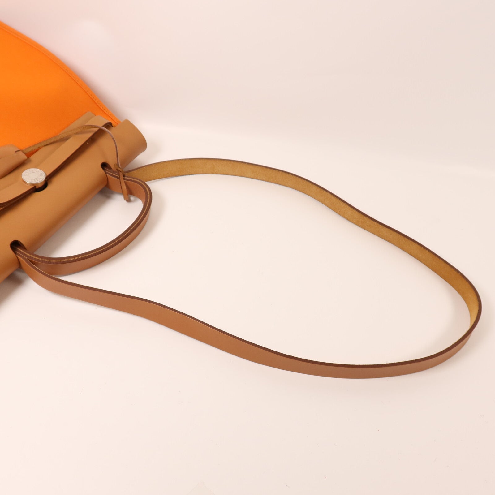 HERMES 帆布Herbag PM銀扣手挽肩背兩用袋Orange
