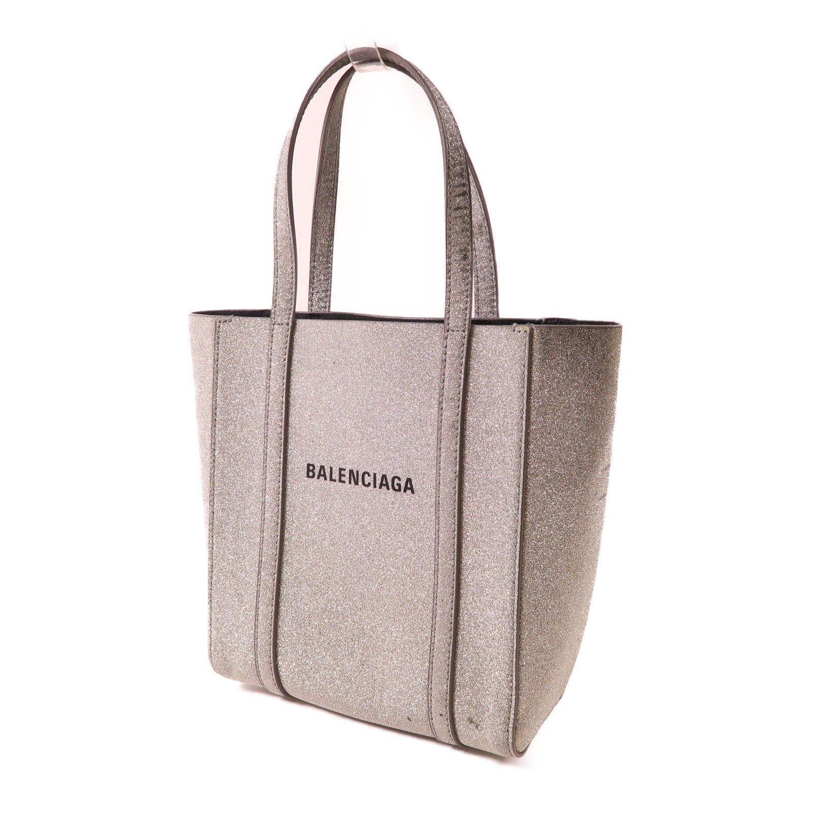 BALENCIAGA 2 Way Bag Leather Silver