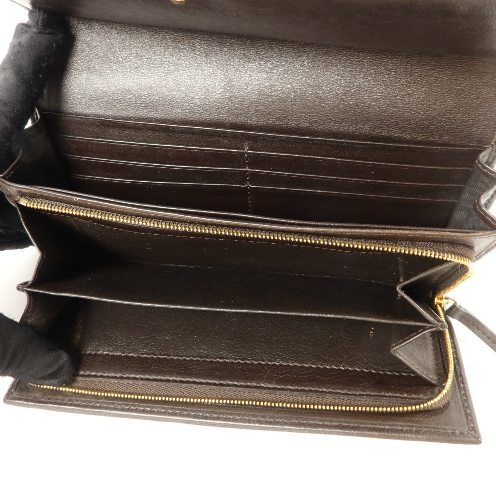 GUCCI GG帆布/牛皮皮革Long Walle金扣t長錢包