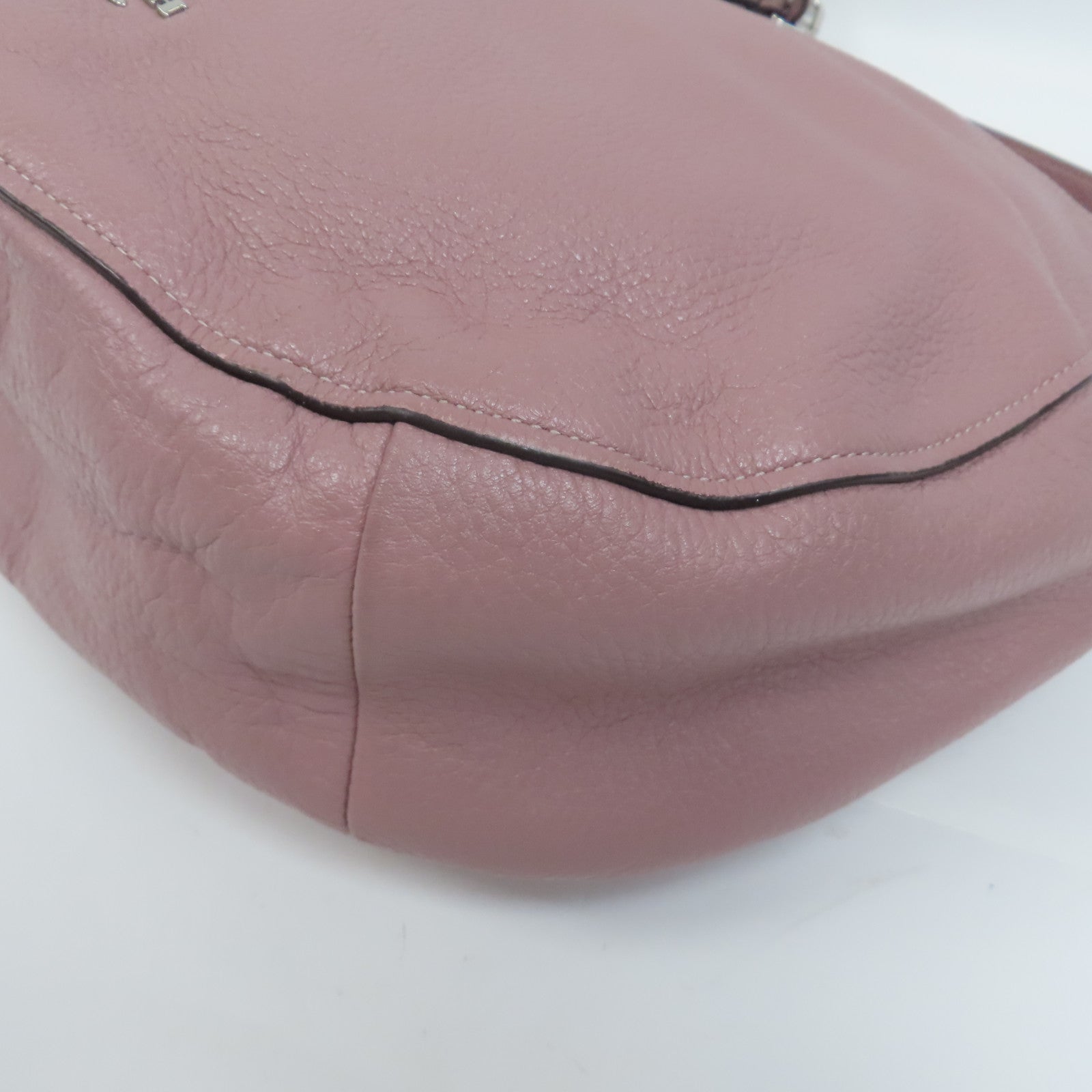 COACH 牛皮皮革Shoulder Bag銀扣手挽肩背兩用袋粉紅色