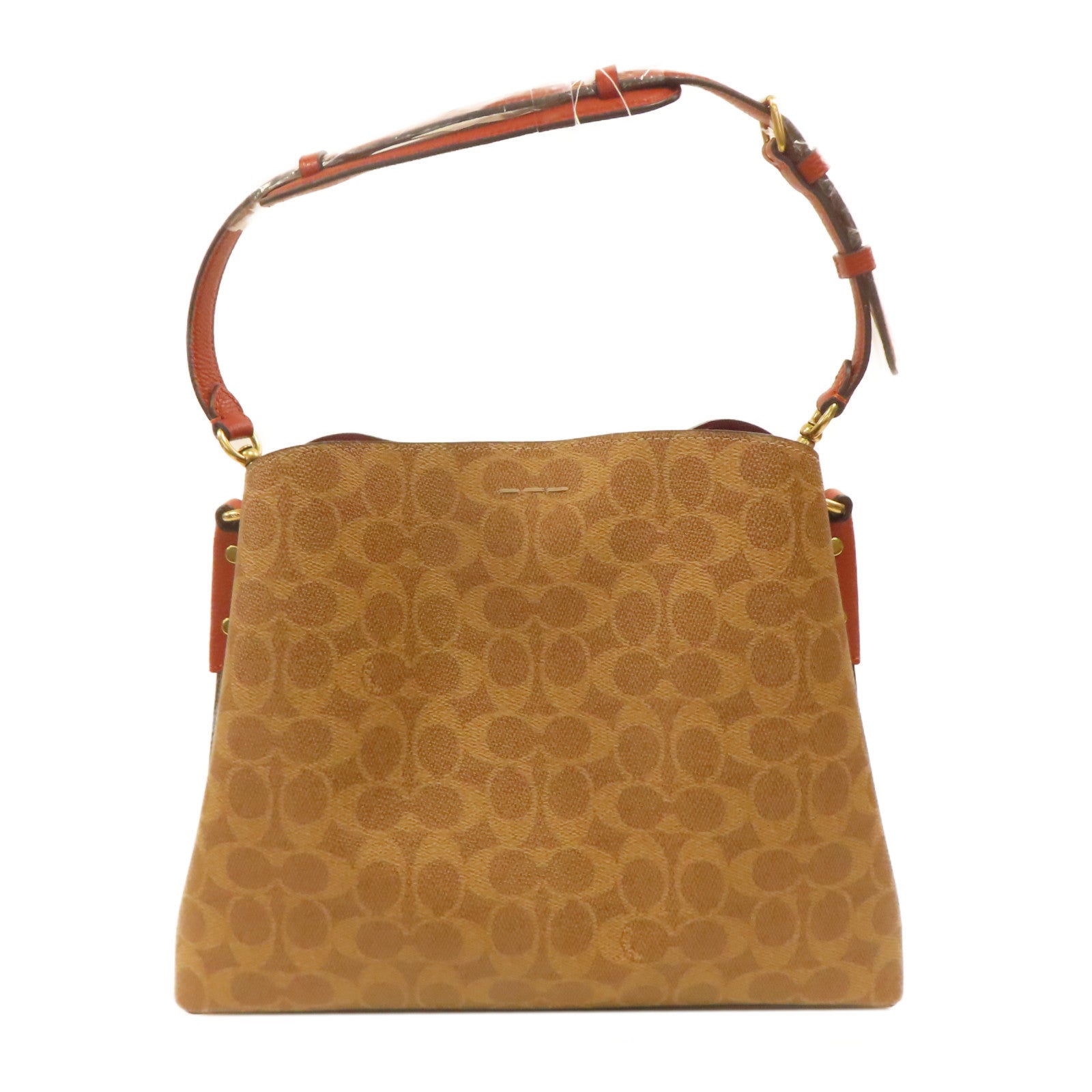 COACH 塗層帆布Shoulder Bag金扣手挽肩背兩用袋啡色