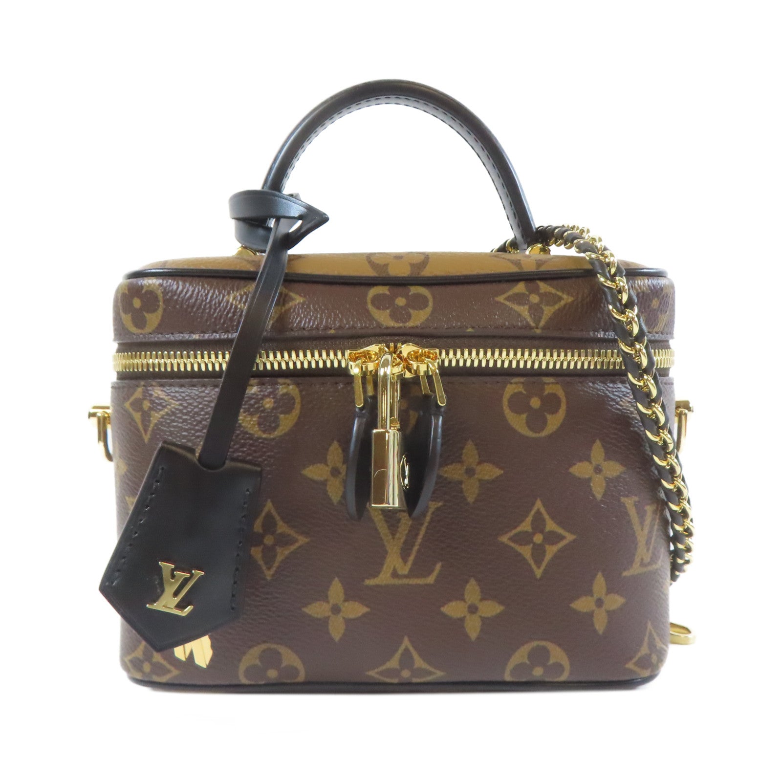 LOUIS VUITTON Monogram Vanity Case PM金扣鏈帶肩背袋啡色
