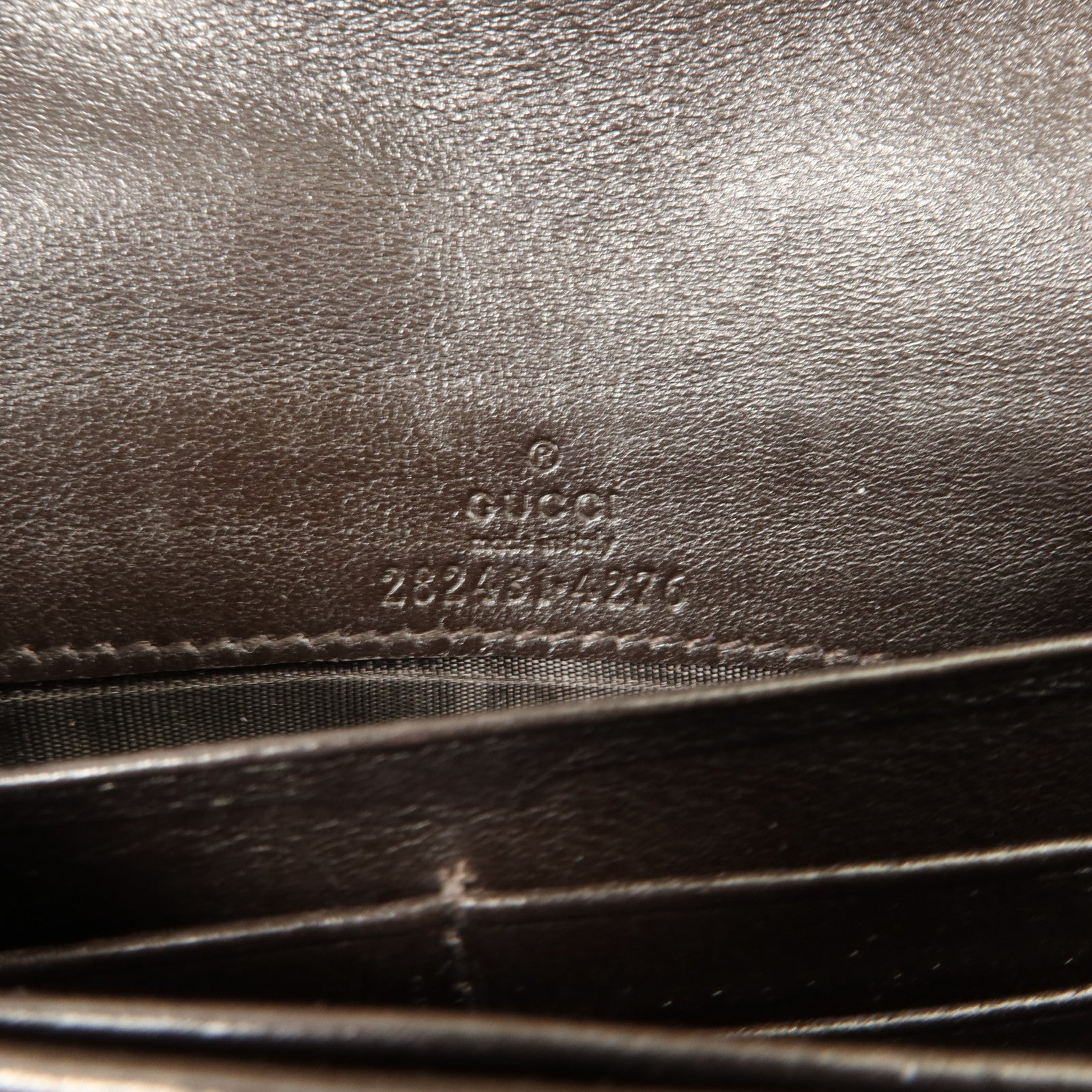 GUCCI GG帆布/牛皮皮革Long Walle金扣t長錢包