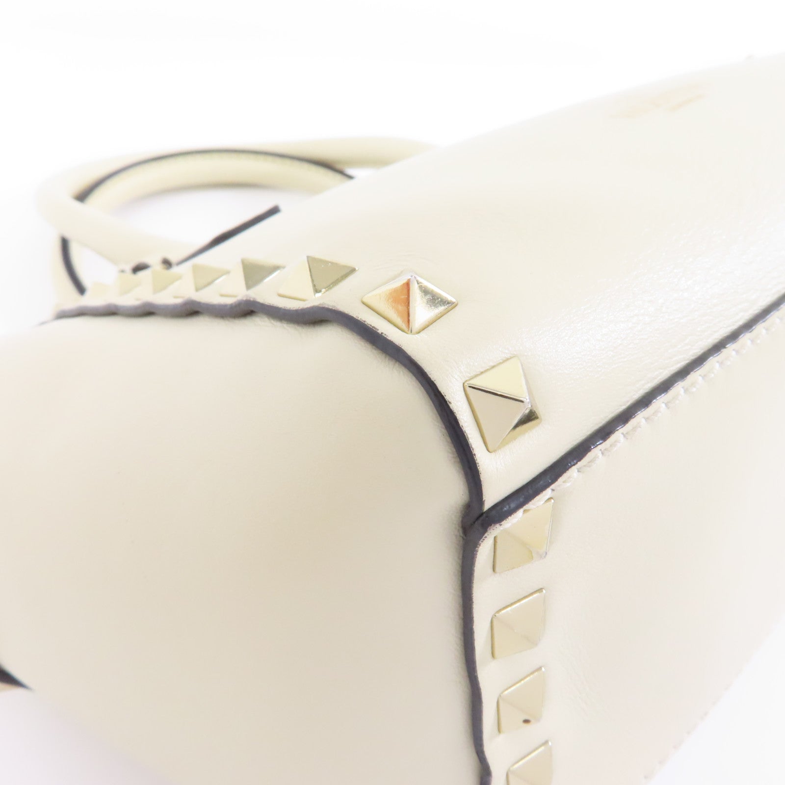 Valentino 牛皮皮革2 Way Shoulder金扣手挽肩背兩用袋白色