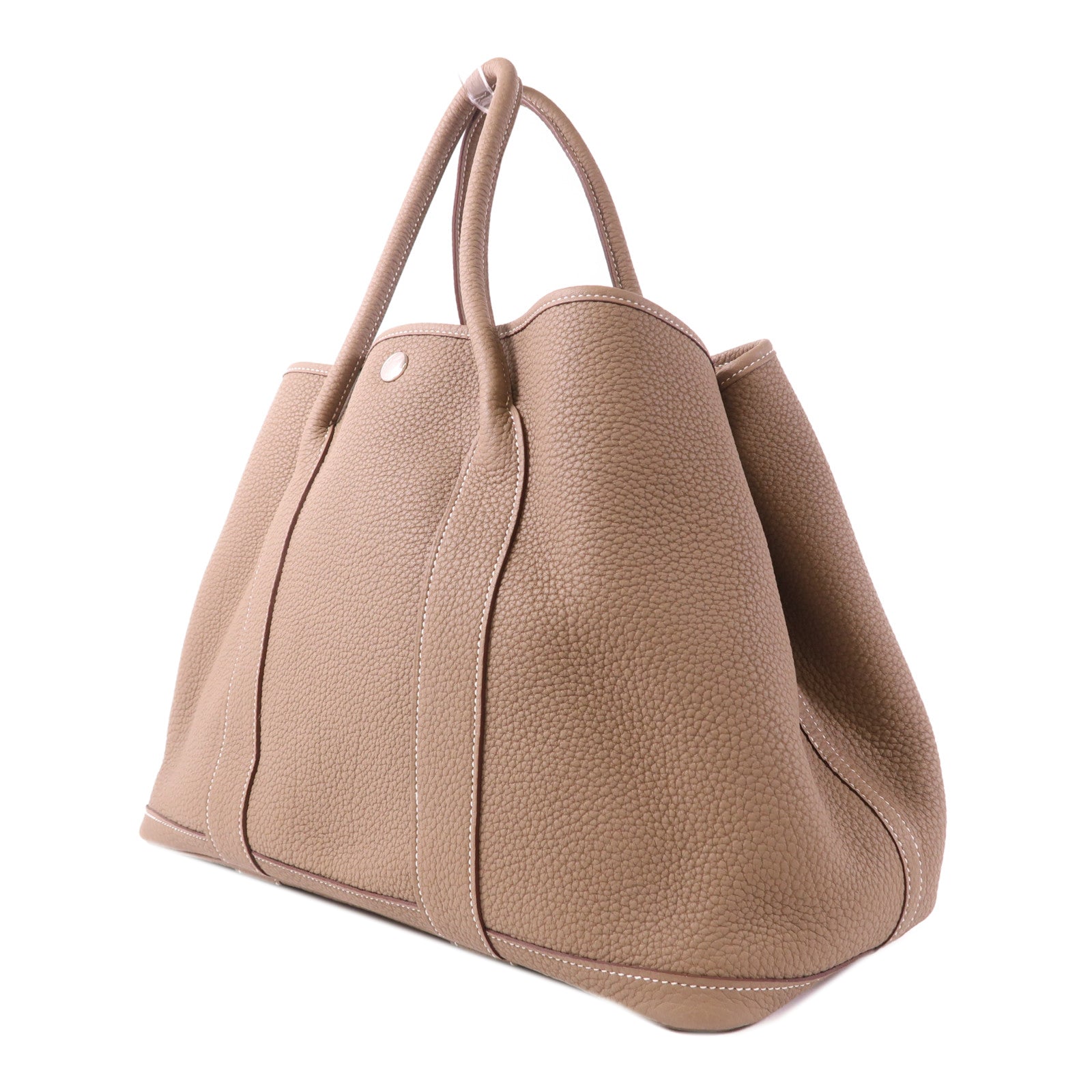 HERMES Negonda皮革Garden Party PM銀扣手挽袋Etoupe