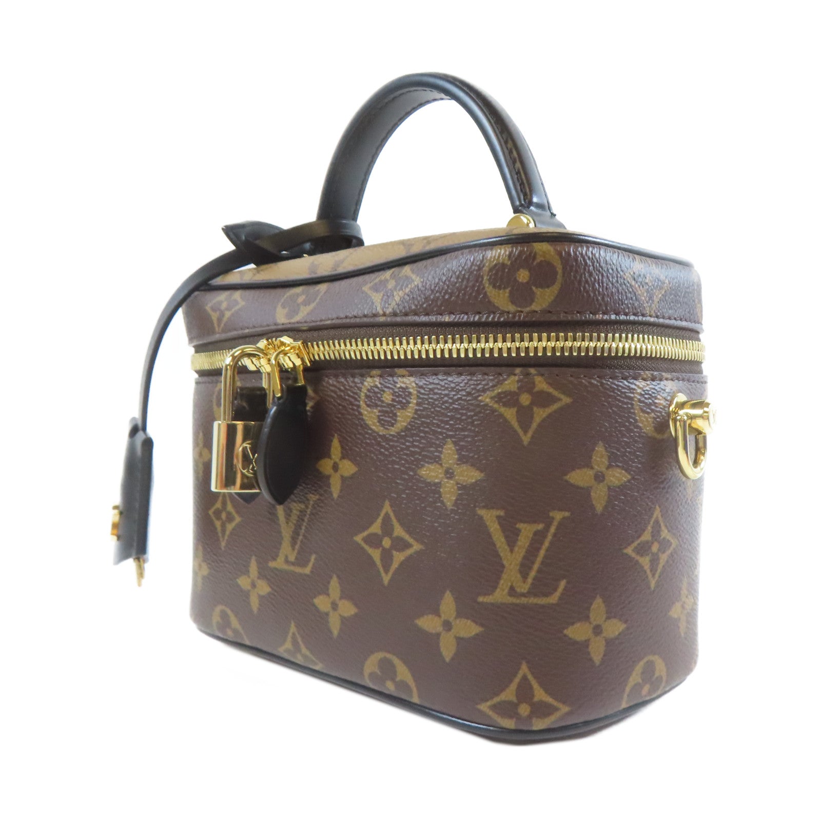 LOUIS VUITTON Monogram Vanity Case PM金扣鏈帶肩背袋啡色
