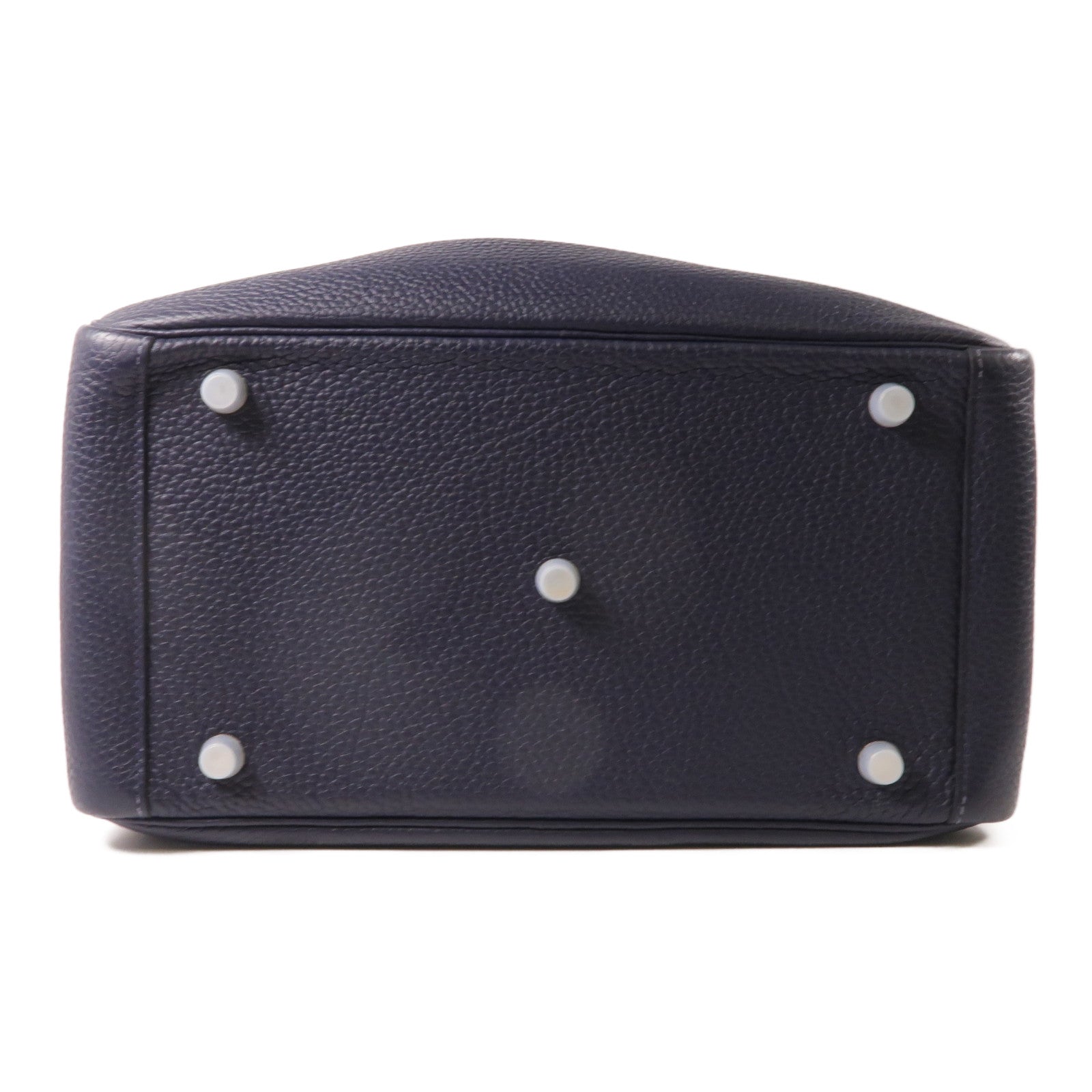 HERMES Clemence皮革銀扣Lindy 30肩背袋Bleu Nuit
