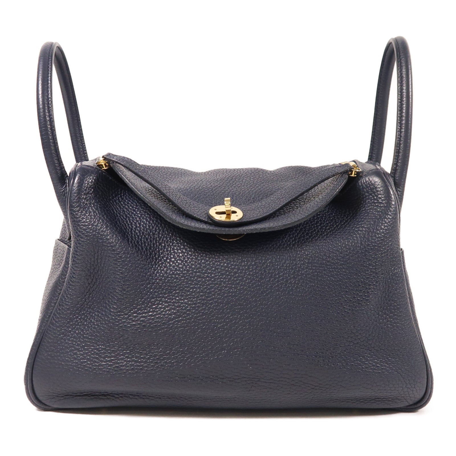 HERMES 【激減優惠】皮革Lindy 30手挽肩背兩用袋Blue Nuit