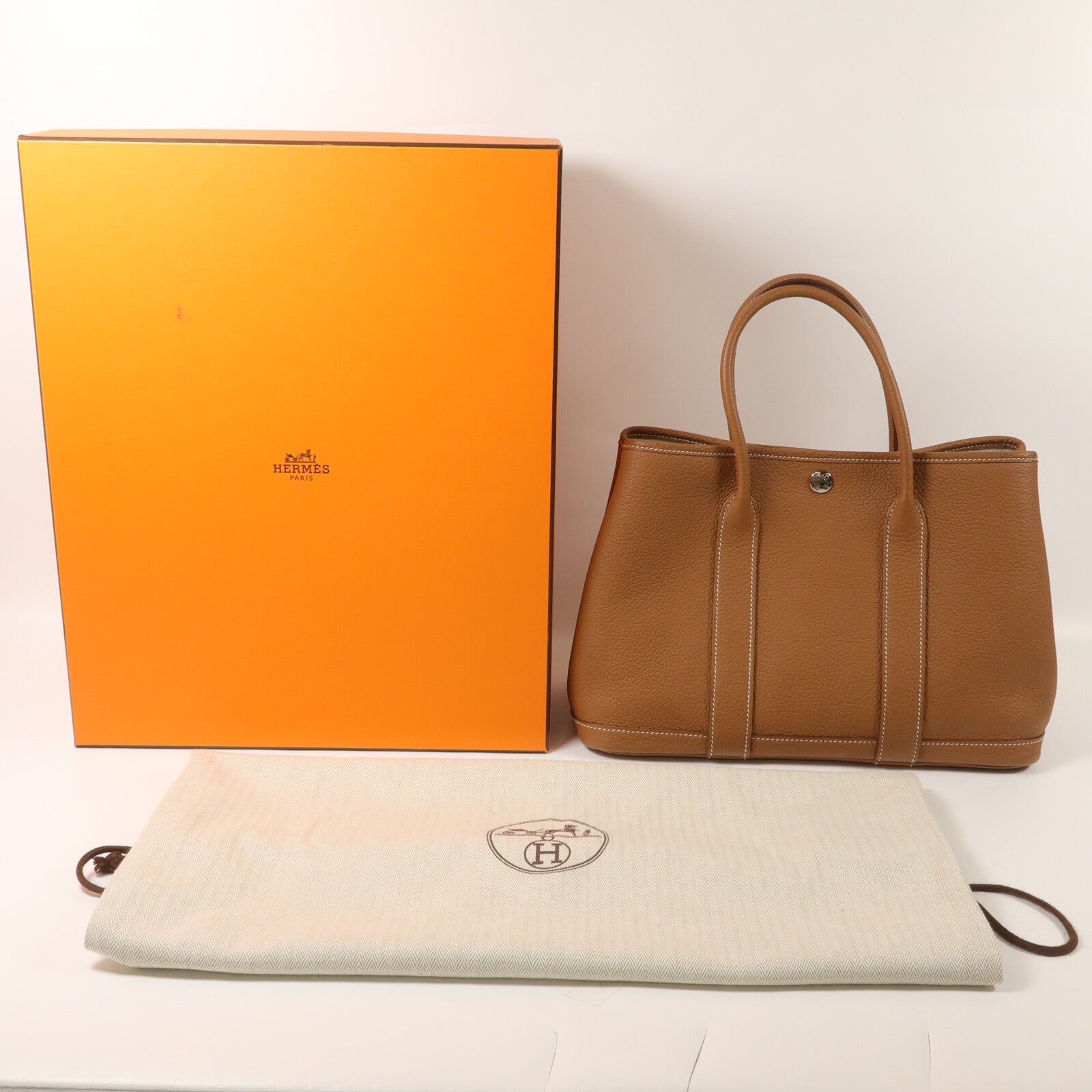HERMES Country皮革Garden Party TPM手挽袋Gold