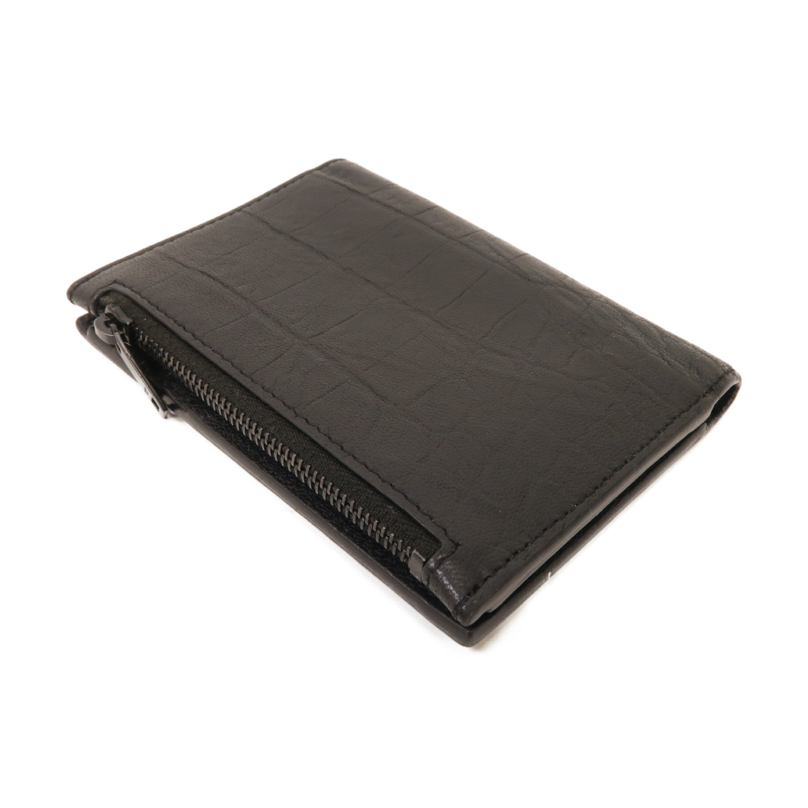 SAINT LAURENT 牛皮皮革Wallet銀扣錢包黑色