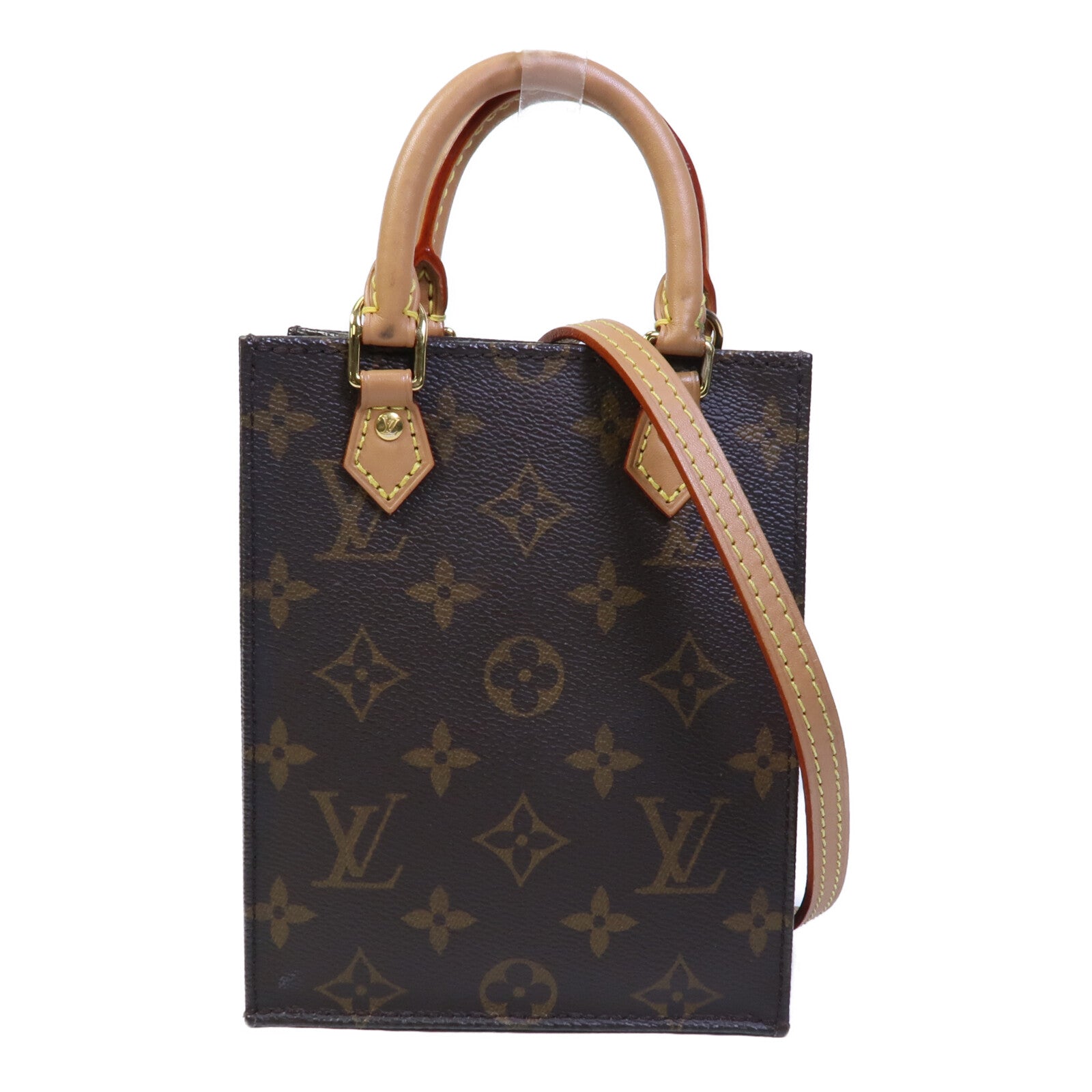 LOUIS VUITTON Monogram Petit Sac Plat手挽肩背兩用袋