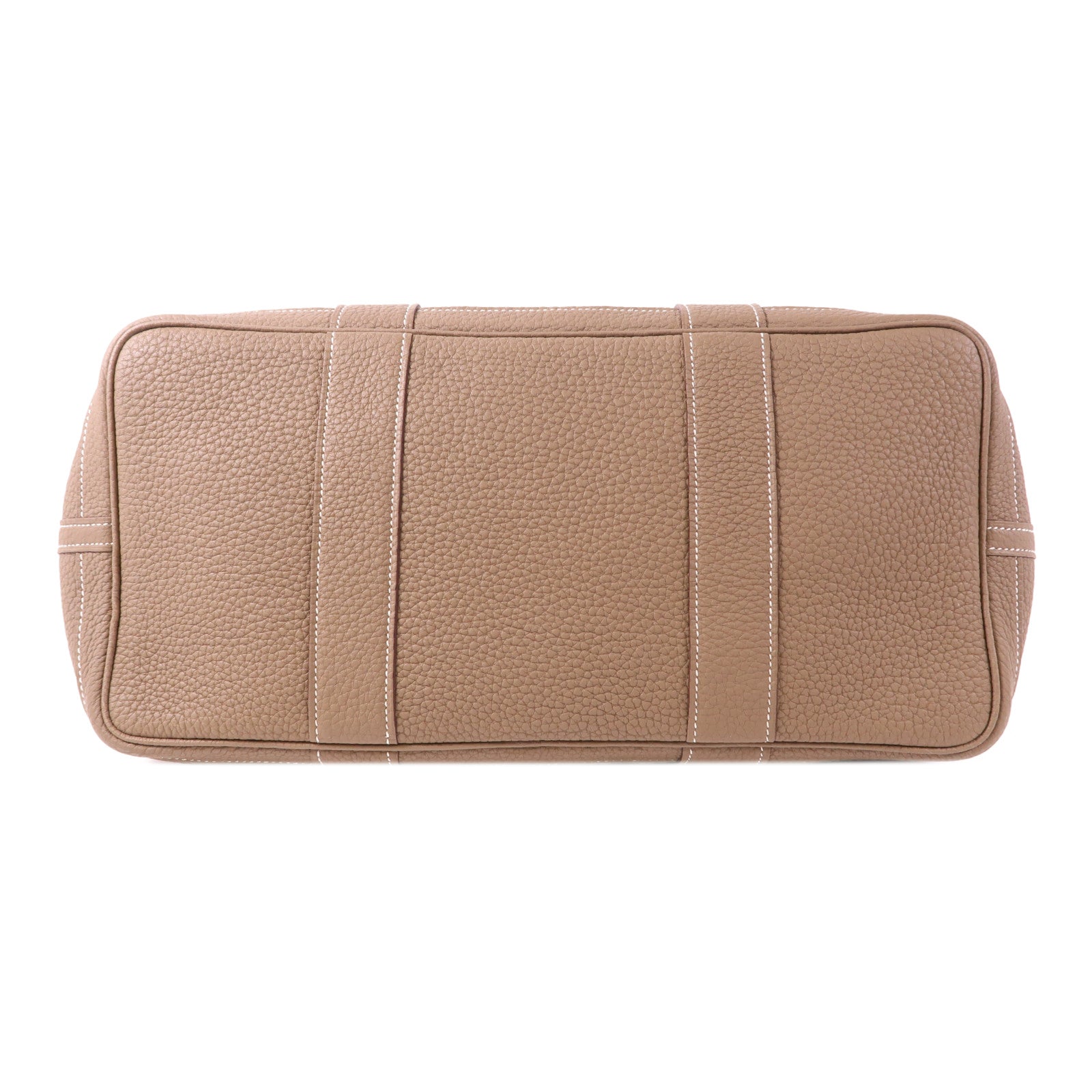 HERMES Negonda皮革Garden Party PM銀扣手挽袋Etoupe