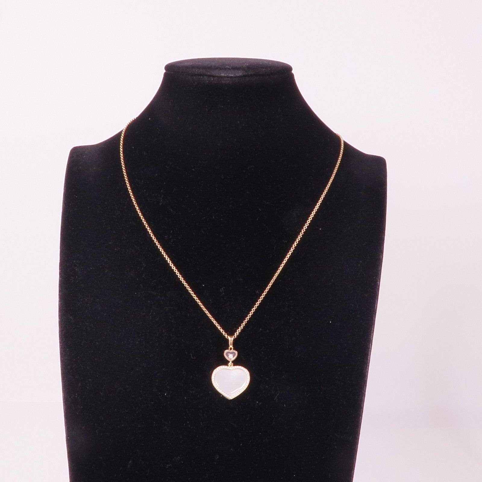 Chopard 18K玫瑰金Happy Hearts鑽石項鍊