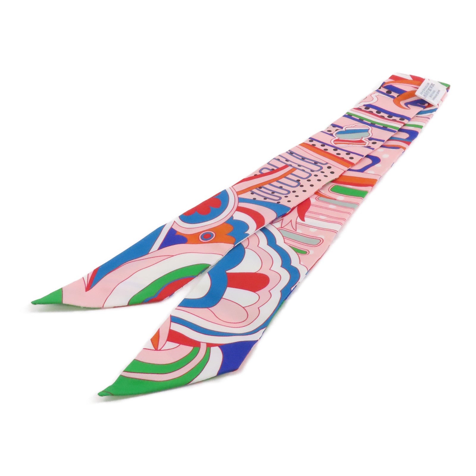 HERMES 絲質Twilly絲巾粉紅色/彩色
