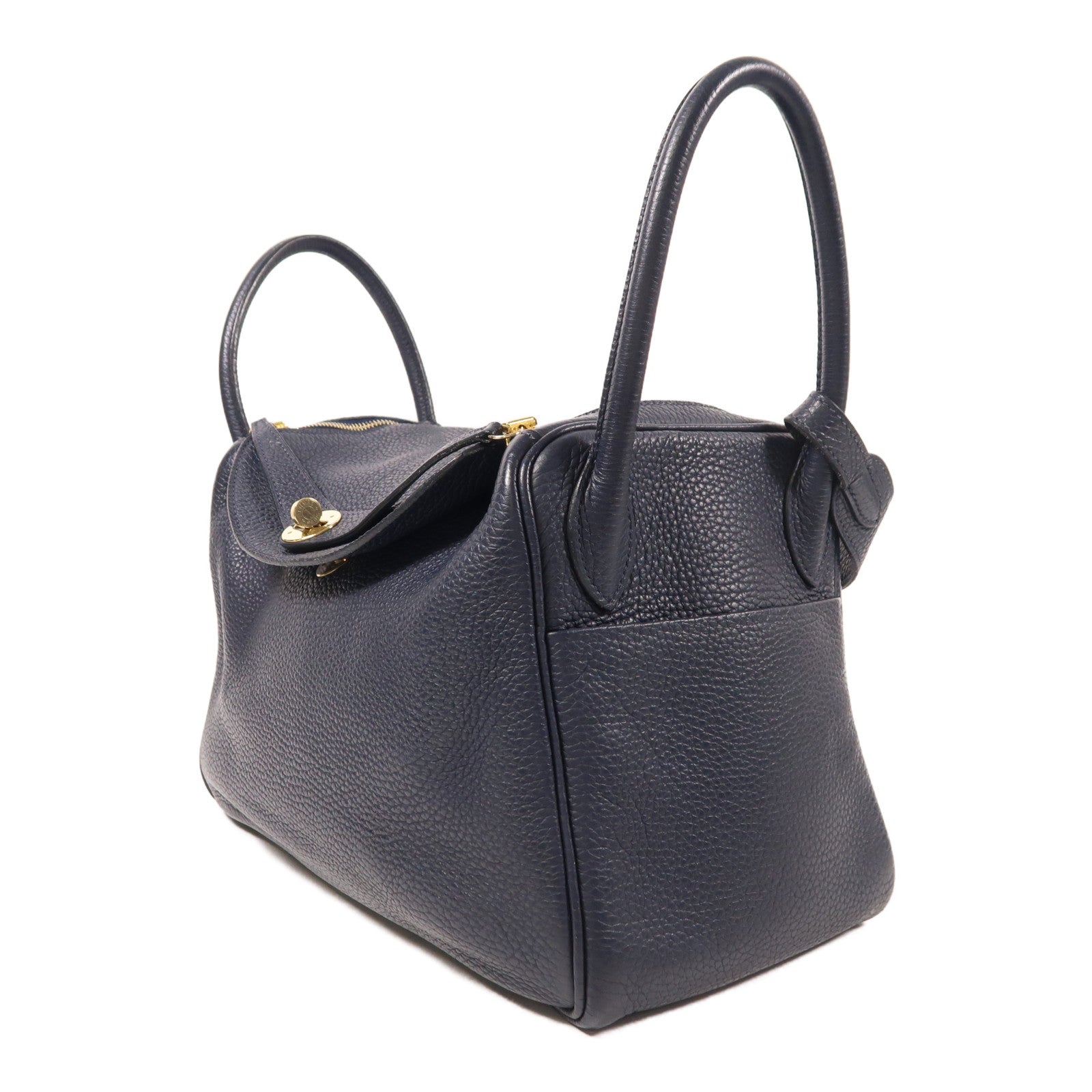 HERMES 【激減優惠】皮革Lindy 30手挽肩背兩用袋Blue Nuit