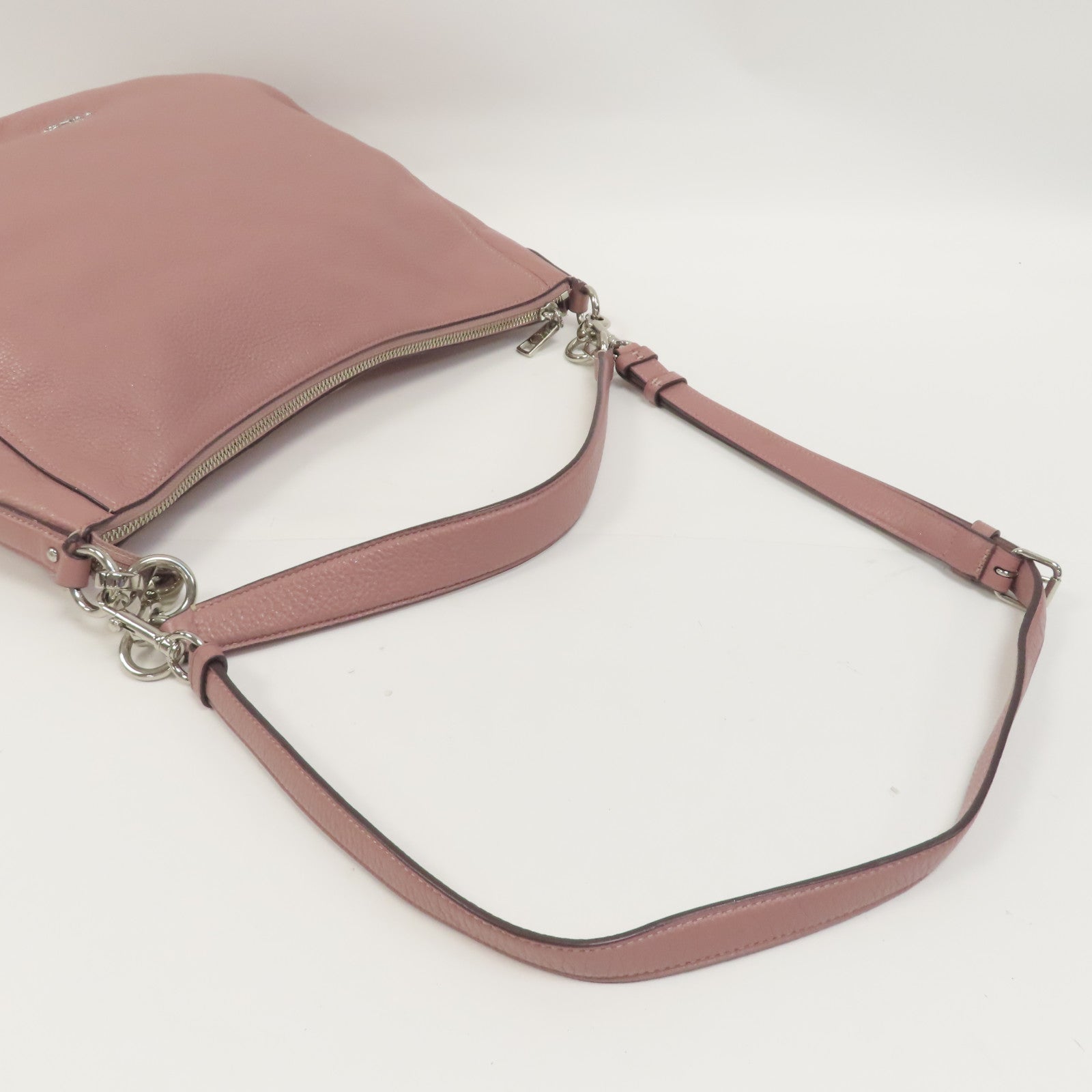 COACH 牛皮皮革Shoulder Bag銀扣手挽肩背兩用袋粉紅色
