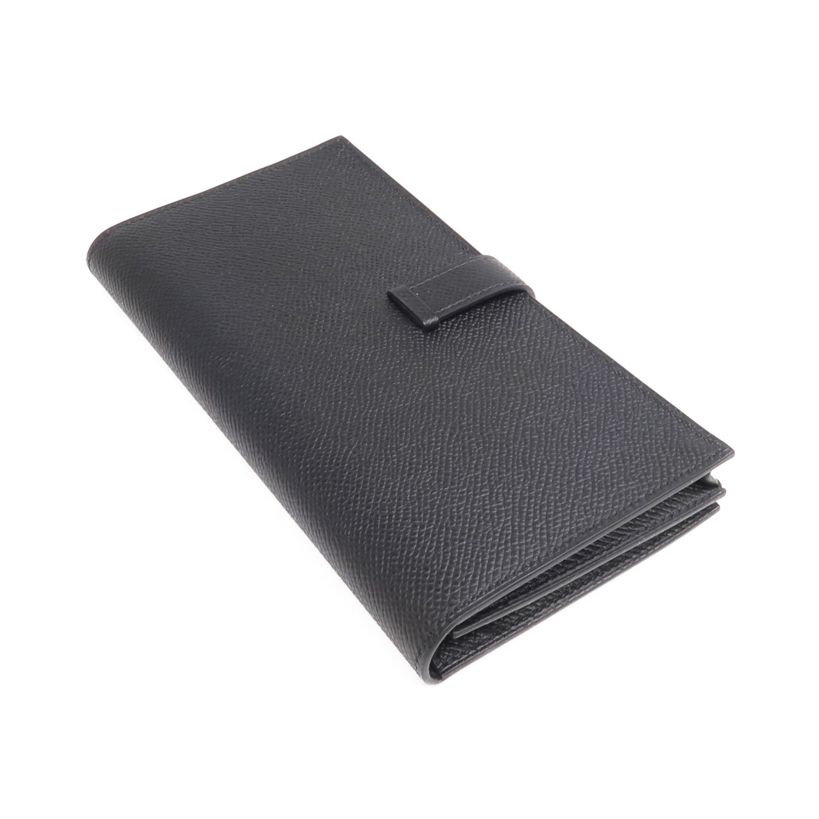 HERMES Epsom皮革Bearn Wallet金扣長錢包Noir