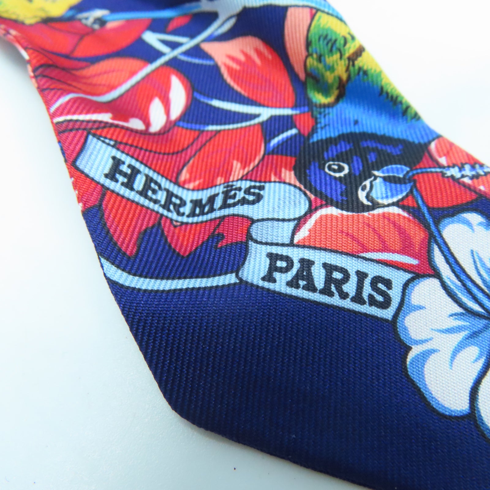 HERMES 【激減優惠】絲質Twilly絲巾藍色