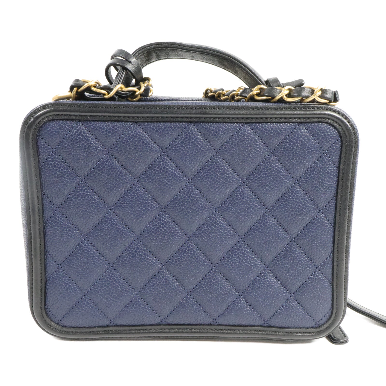 CHANEL 牛皮皮革CC Filigree Vanity Case手挽肩背兩用袋