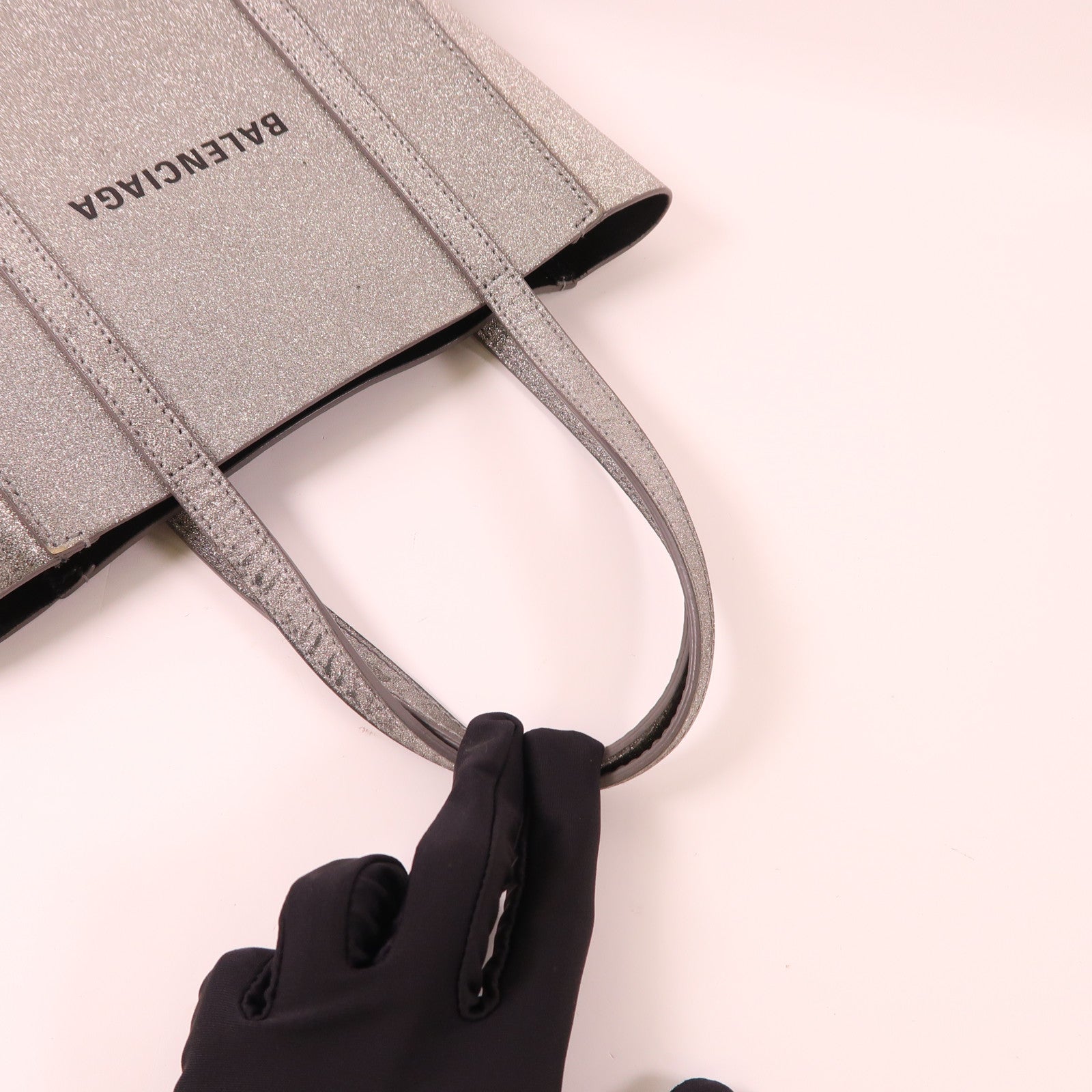 BALENCIAGA 2 Way Bag Leather Silver