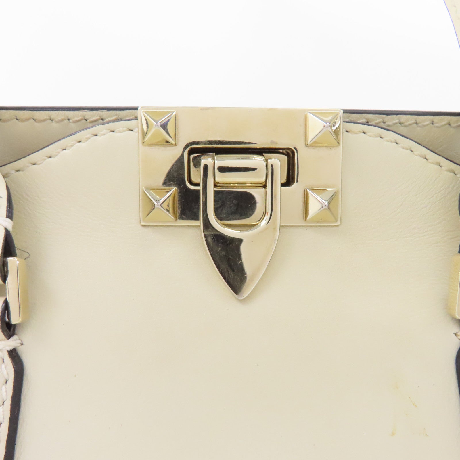 Valentino 牛皮皮革2 Way Shoulder金扣手挽肩背兩用袋白色