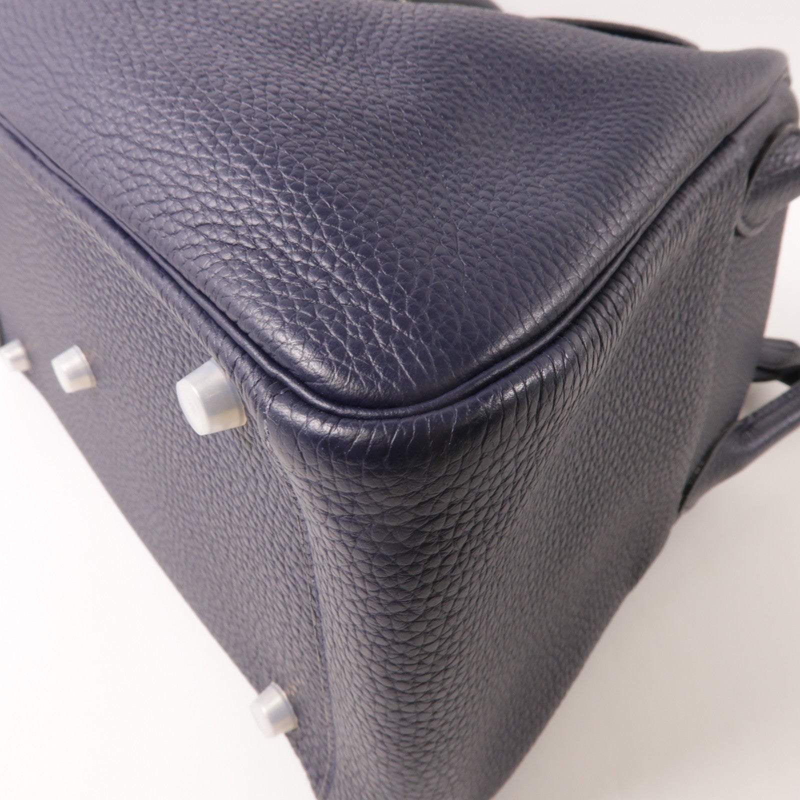 HERMES Clemence皮革銀扣Lindy 30肩背袋Bleu Nuit