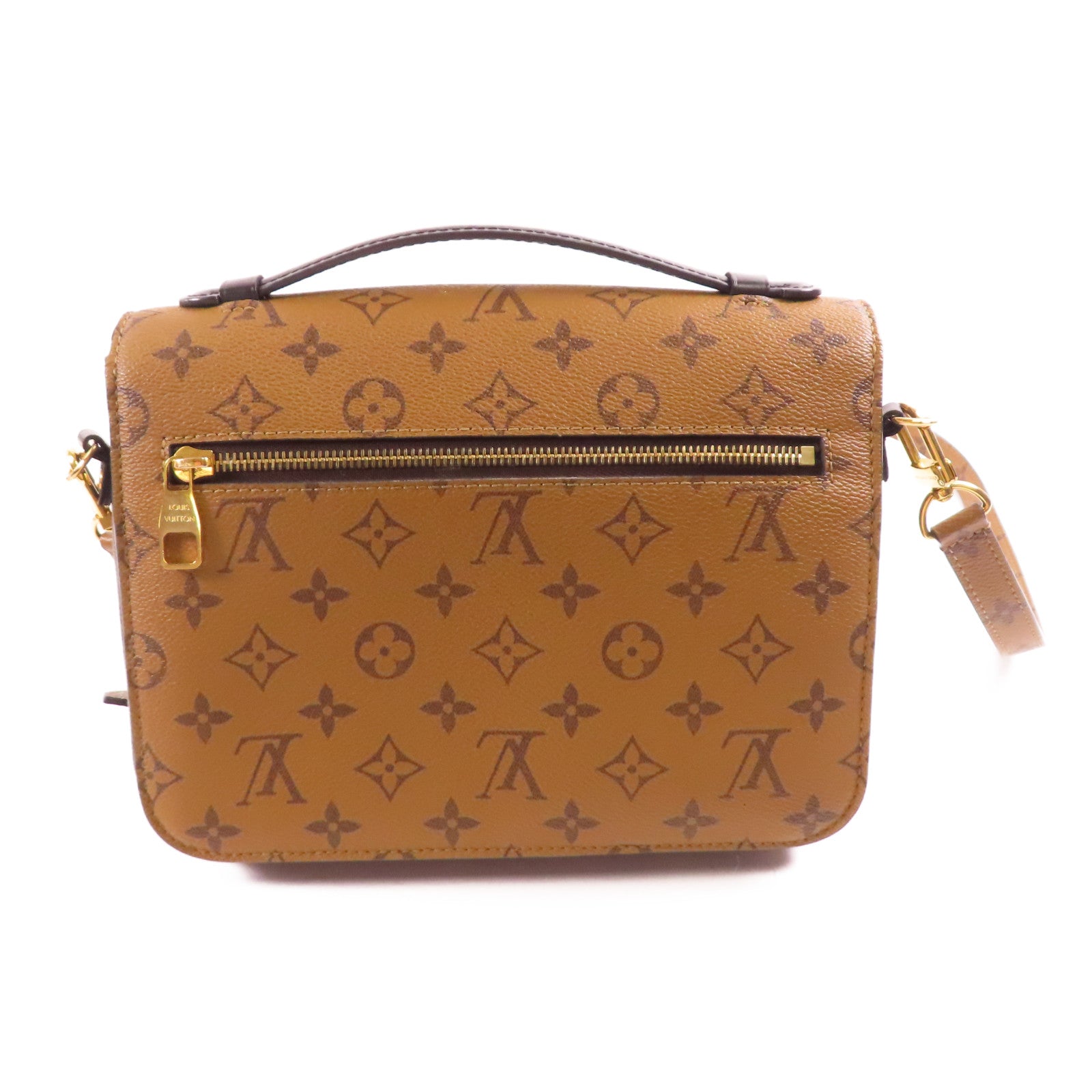 LOUIS VUITTON Monogram Reverse Pochette Metis金扣手挽肩背兩用袋棕色