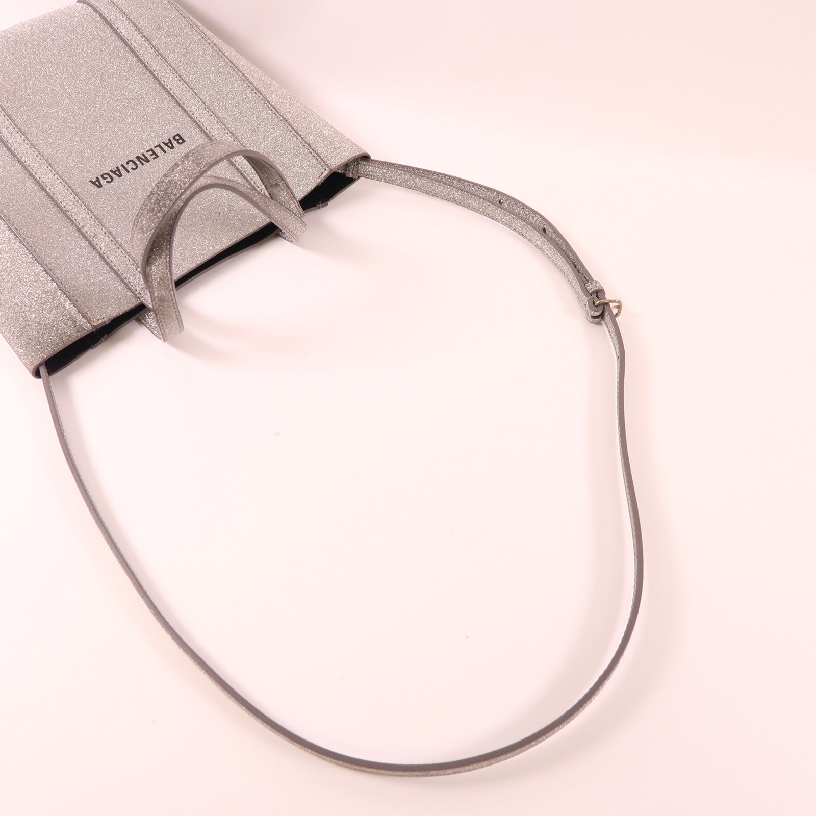 BALENCIAGA 2 Way Bag Leather Silver