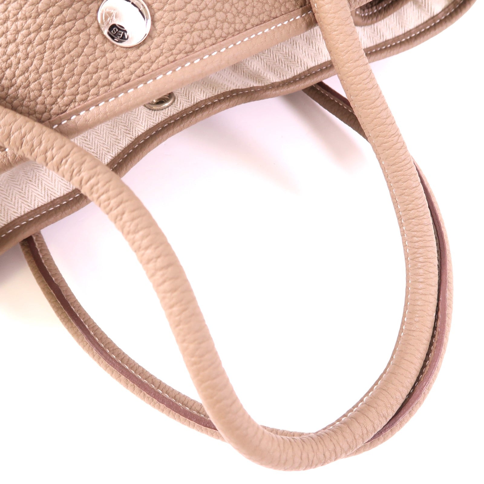 HERMES Negonda皮革Garden Party PM銀扣手挽袋Etoupe