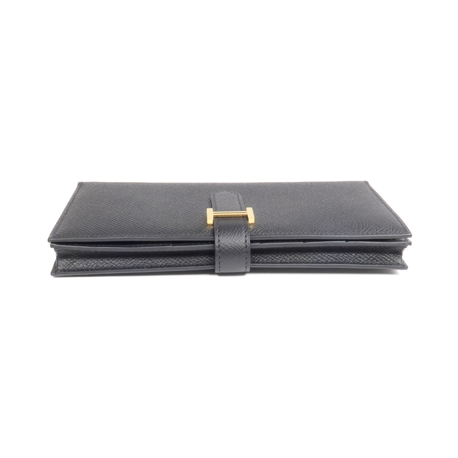 HERMES Epsom皮革Bearn Wallet金扣長錢包Noir
