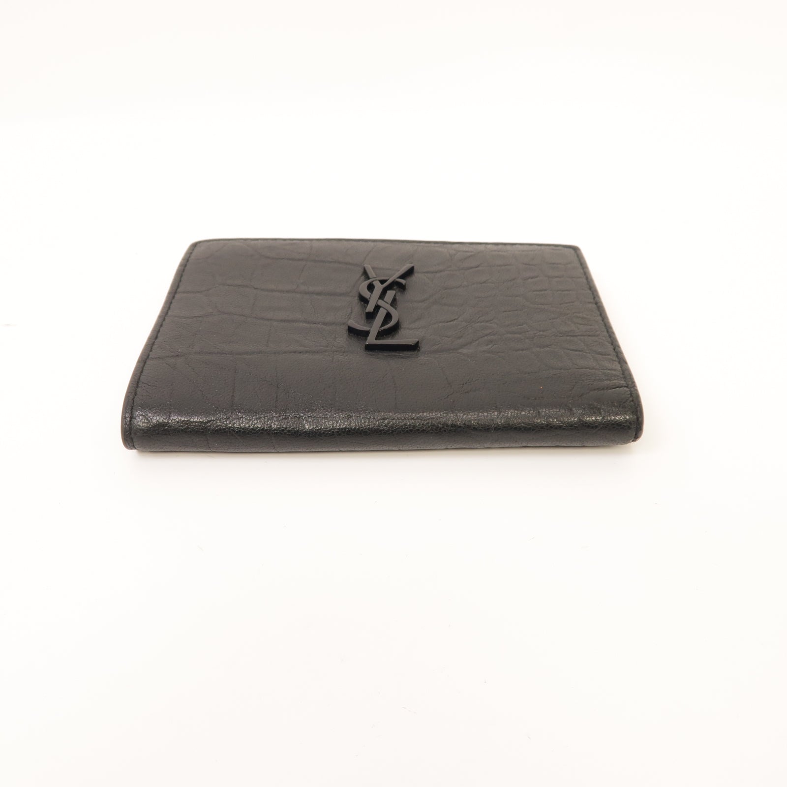 SAINT LAURENT 牛皮皮革Wallet銀扣錢包黑色