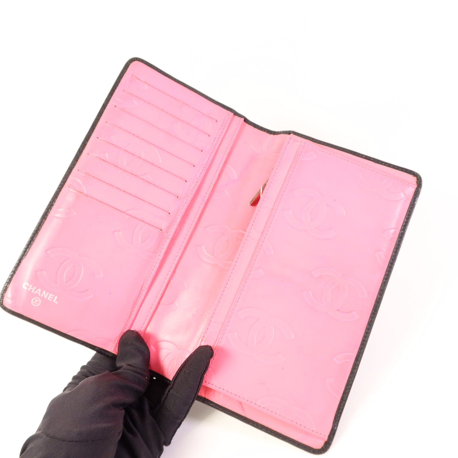 CHANEL 牛皮皮革Cambon Long Bifold Wallet銀扣長錢包