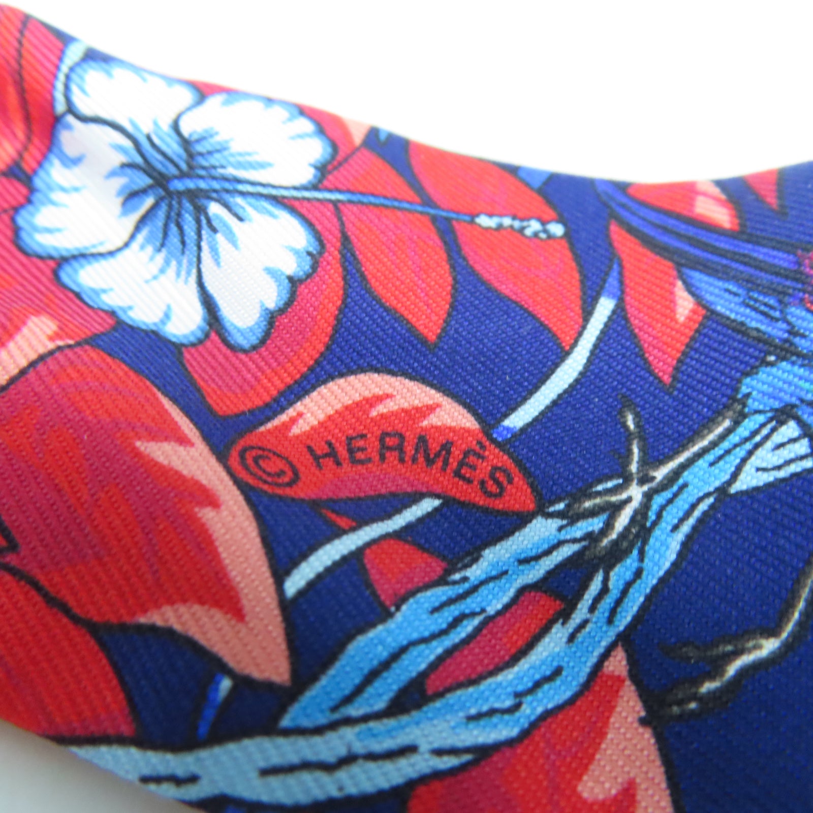 HERMES 【激減優惠】絲質Twilly絲巾藍色