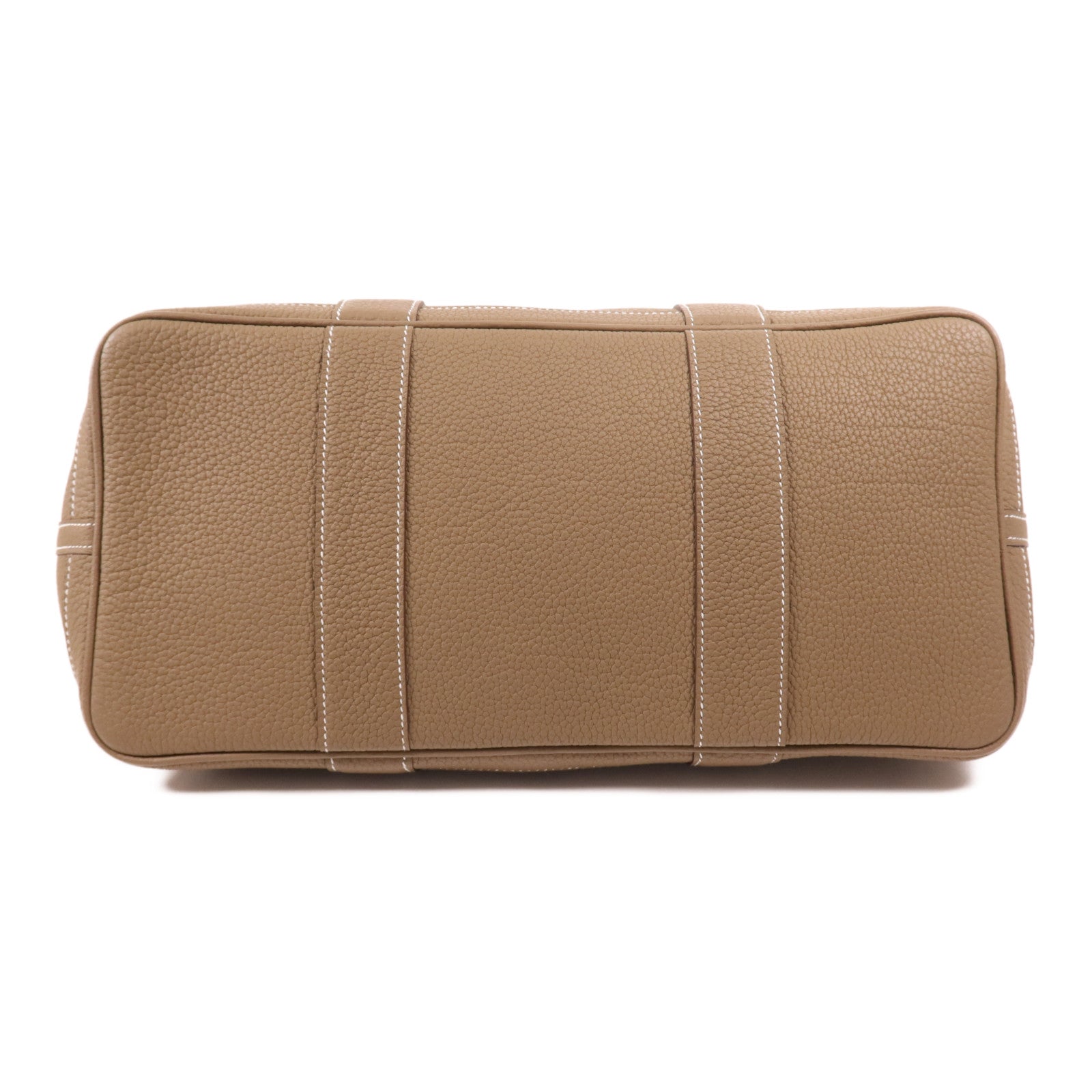 HERMES Negonda皮革Garden Party PM銀扣手挽袋Etoupe