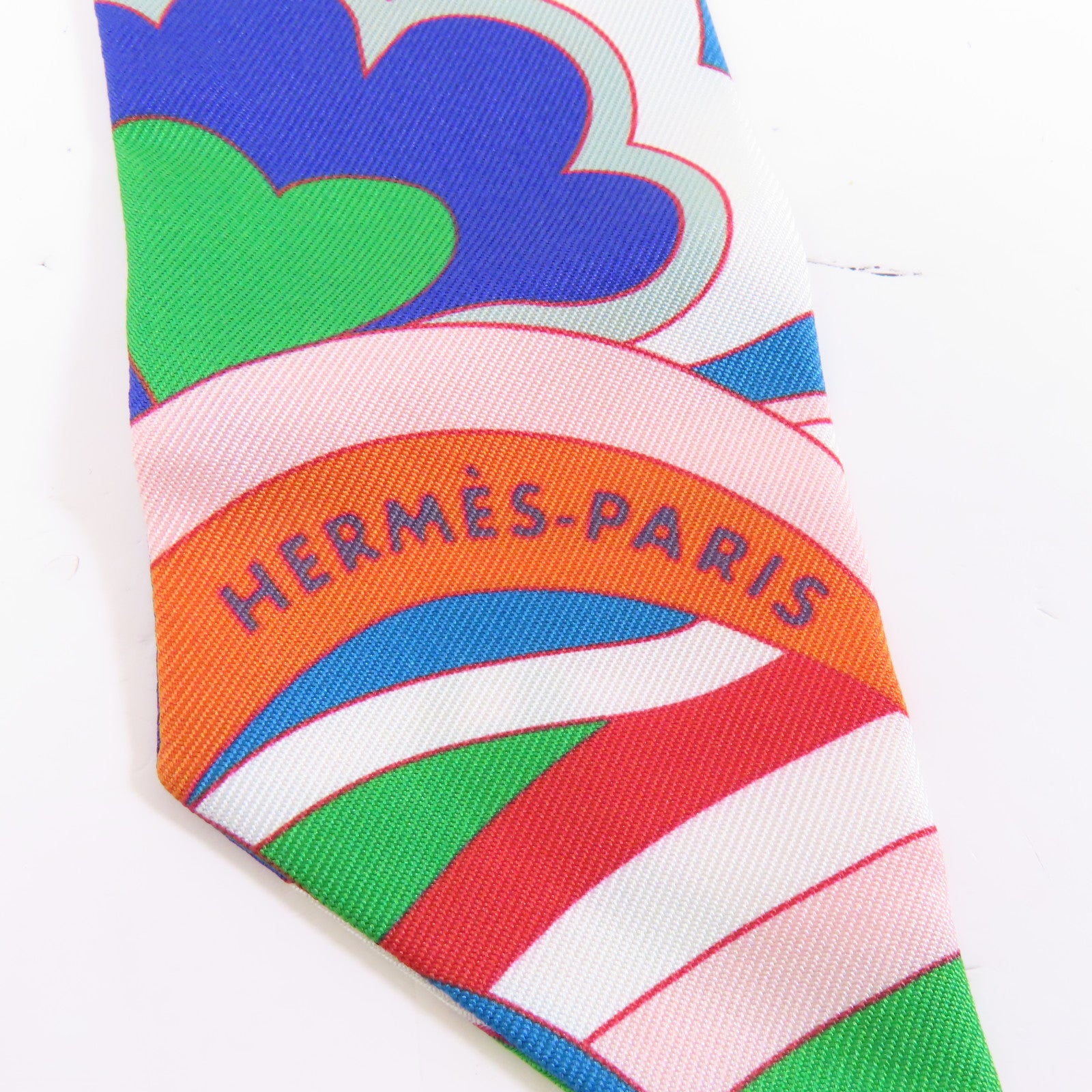 HERMES 絲質Twilly絲巾粉紅色/彩色