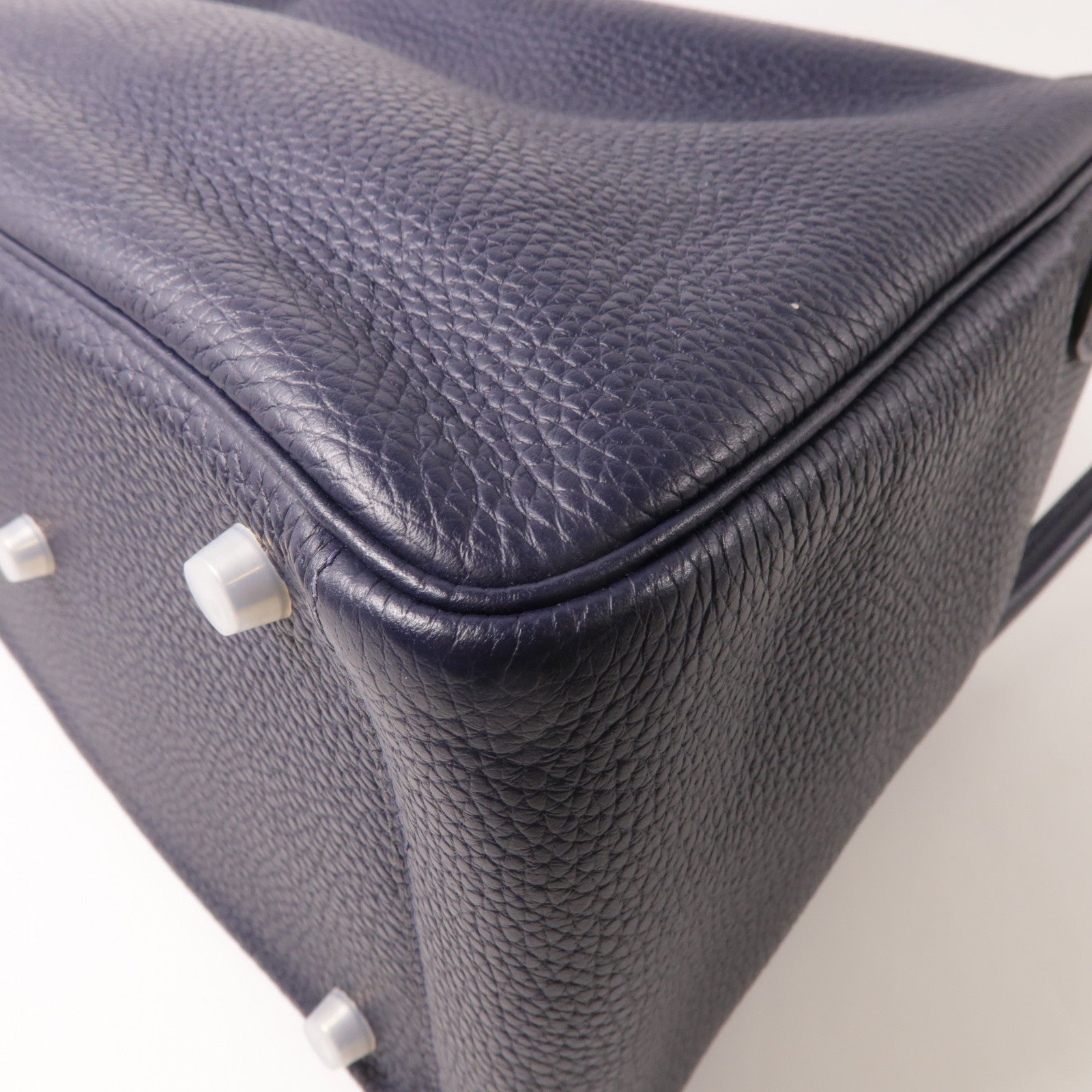 HERMES Clemence皮革銀扣Lindy 30肩背袋Bleu Nuit