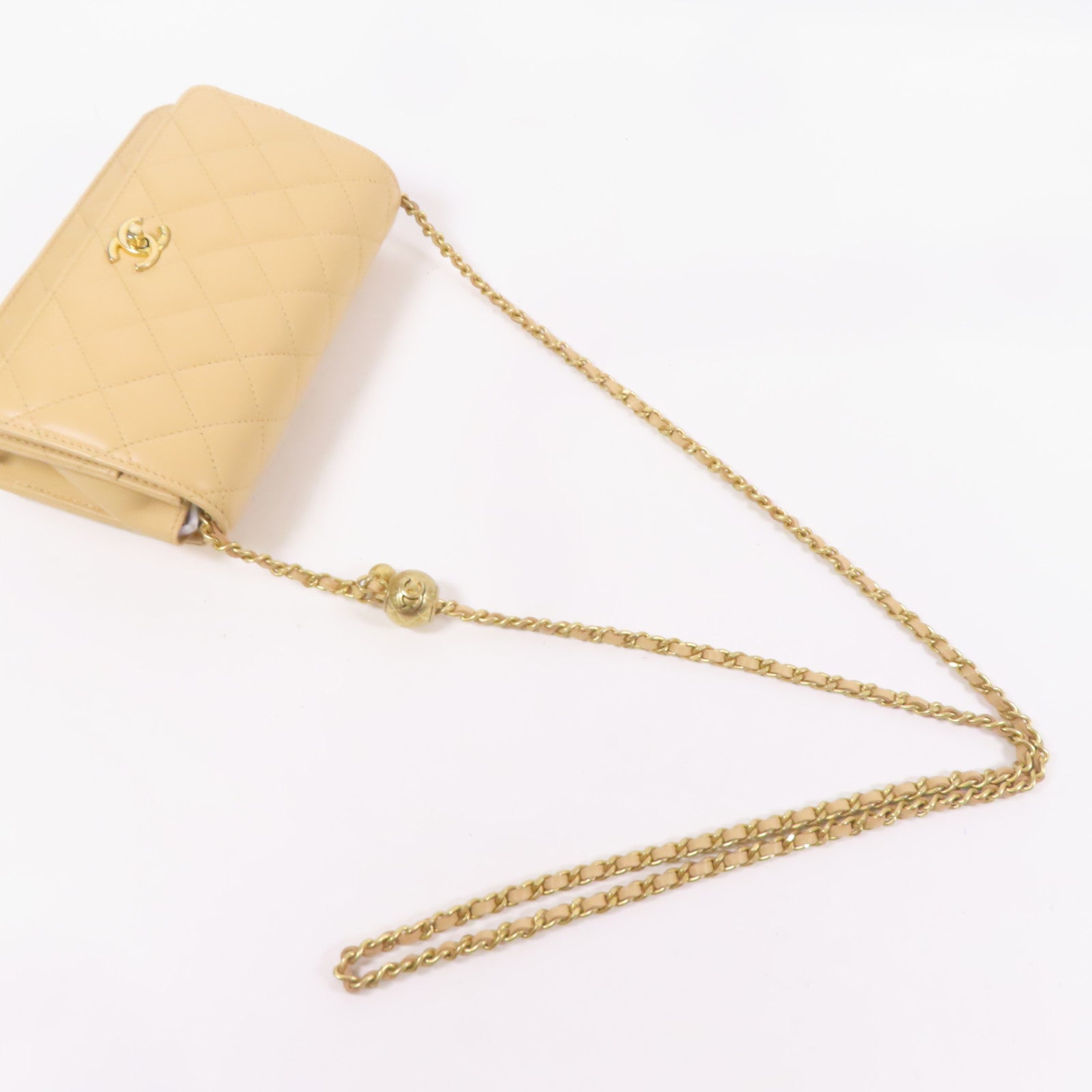 CHANEL 羊皮皮革WOC Wallet On Chain金扣鏈帶肩背袋