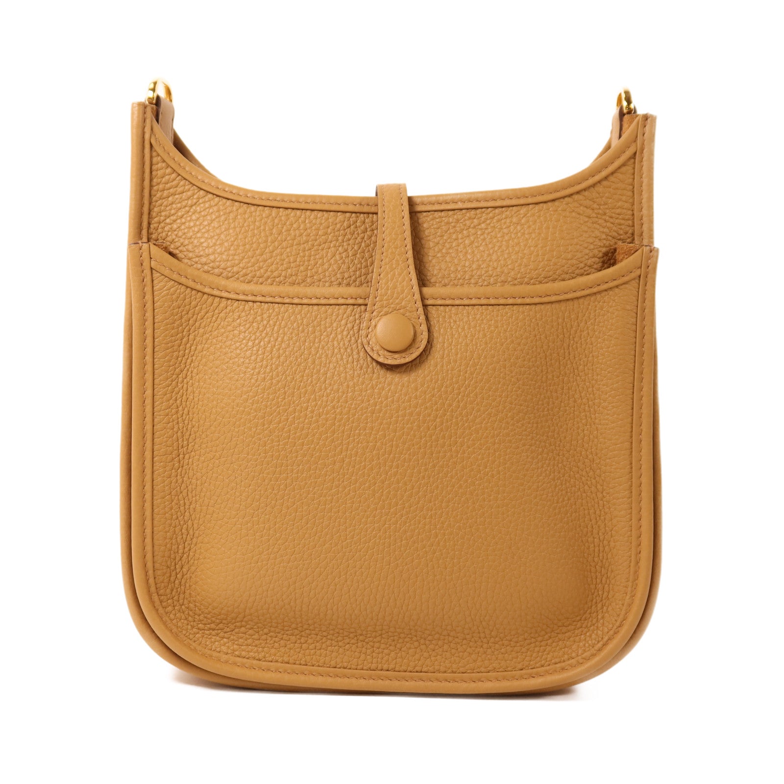 HERMES Clemence皮革Evelyne 23金扣肩背袋Biscuit