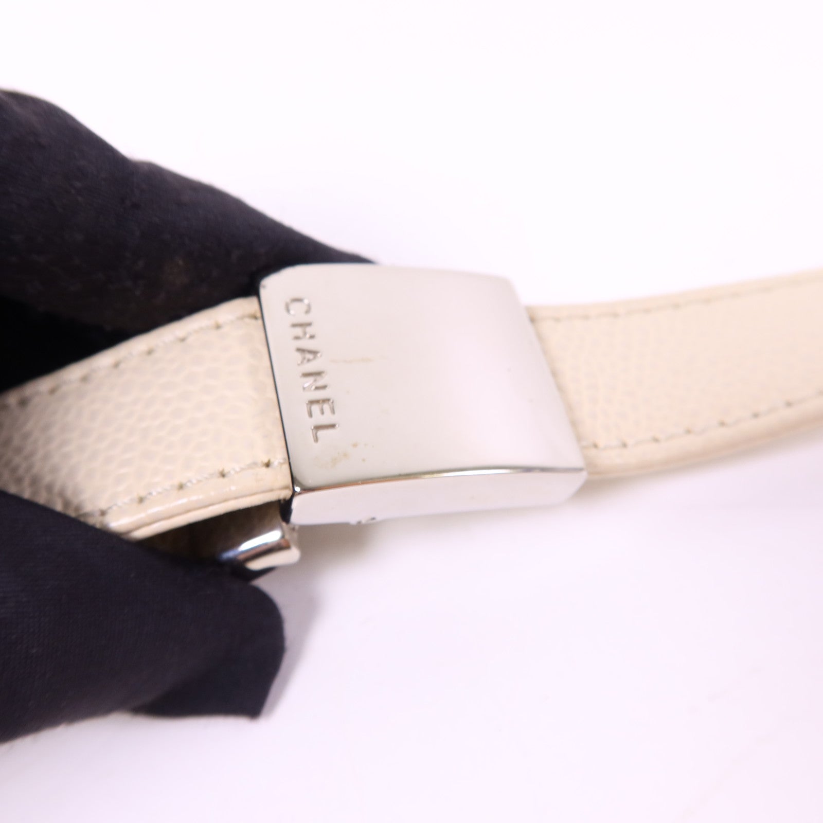 CHANEL 牛皮皮革Shoulder Bag銀扣肩背袋