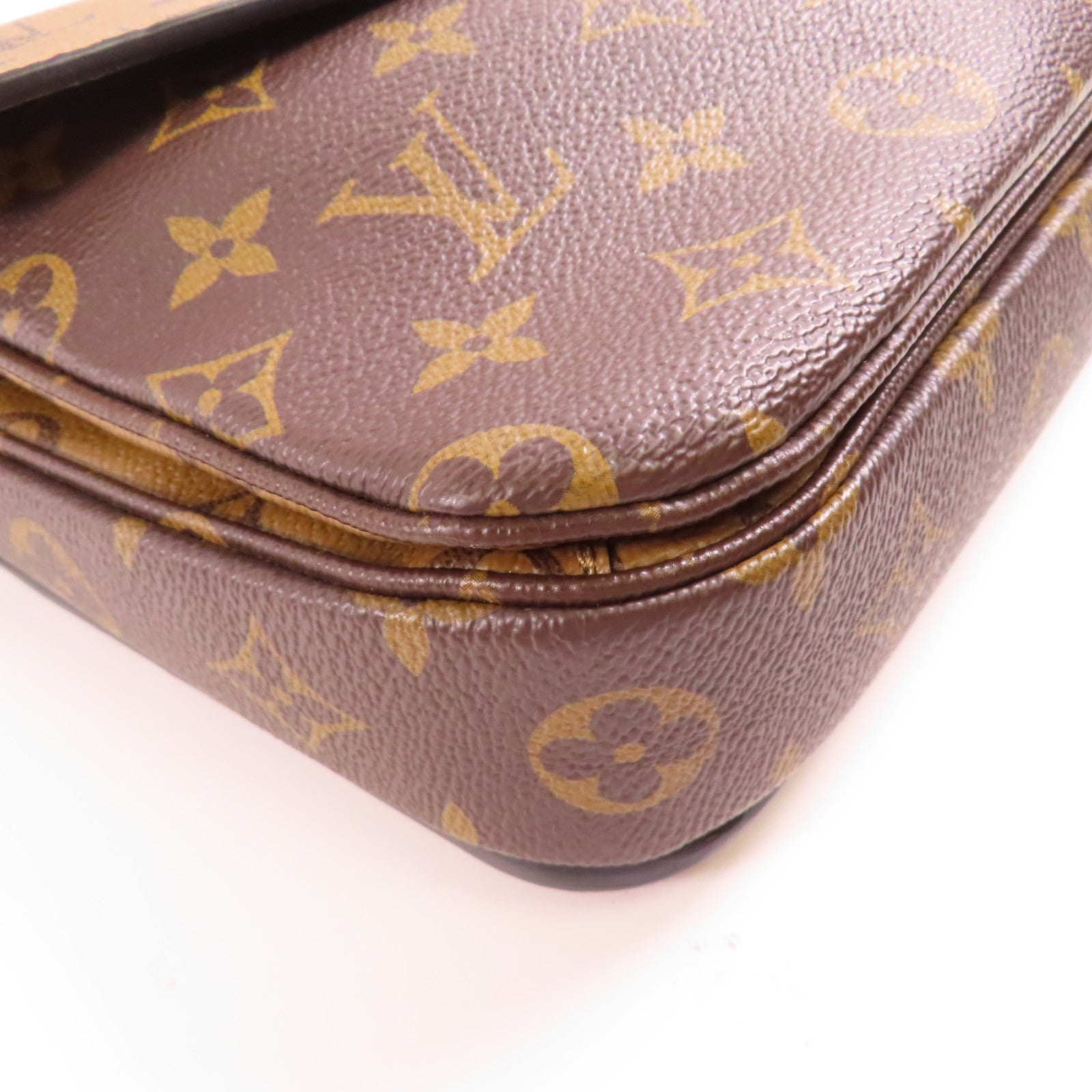 LOUIS VUITTON Monogram Reverse Pochette Metis金扣手挽肩背兩用袋棕色