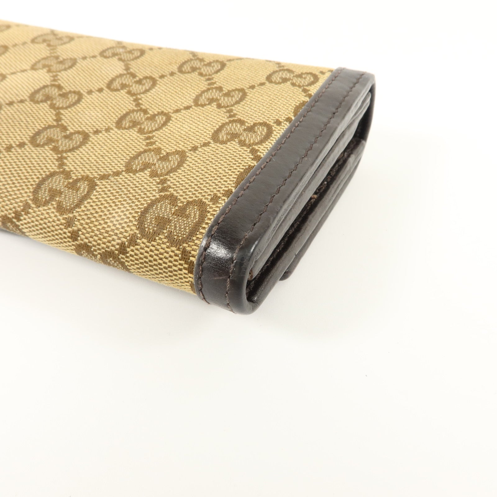 GUCCI GG帆布/牛皮皮革Long Walle金扣t長錢包