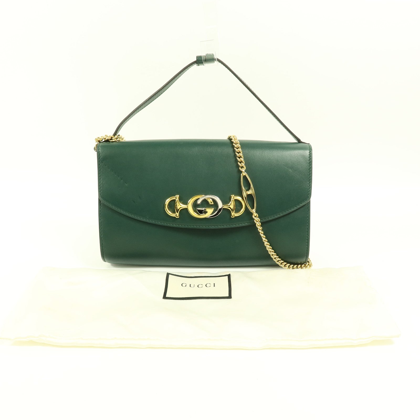 GUCCI 牛皮皮革Zumi Shoulder Bag鏈帶手挽肩背兩用袋
