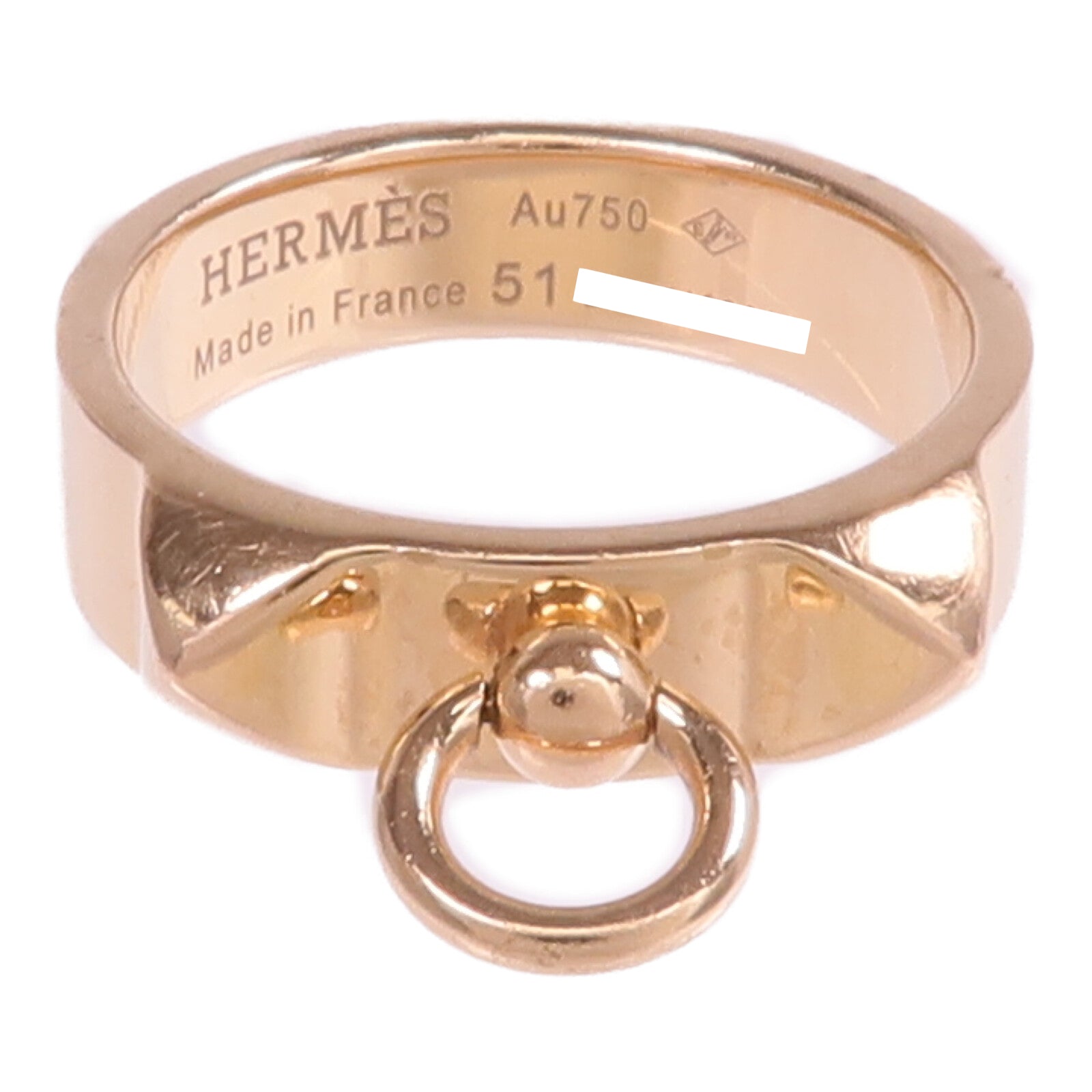 HERMES 【激減優惠】18K玫瑰金Collier de chien Ring戒指Hermes#51/US#5.75