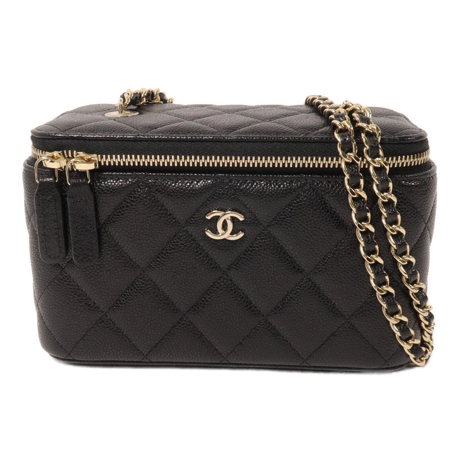CHANEL 牛皮皮革Vanity Case鏈帶肩背袋