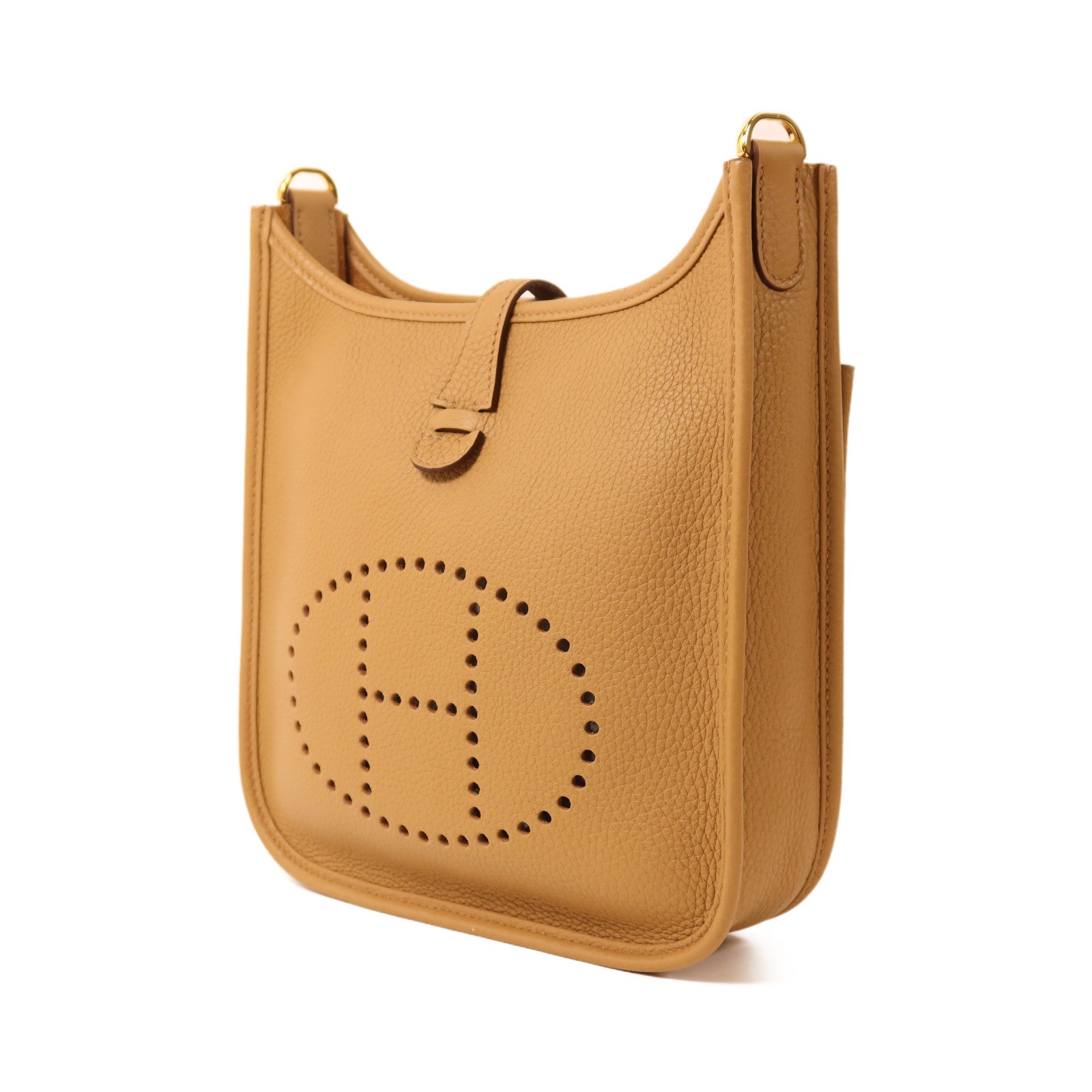 HERMES Clemence皮革Evelyne 23金扣肩背袋Biscuit