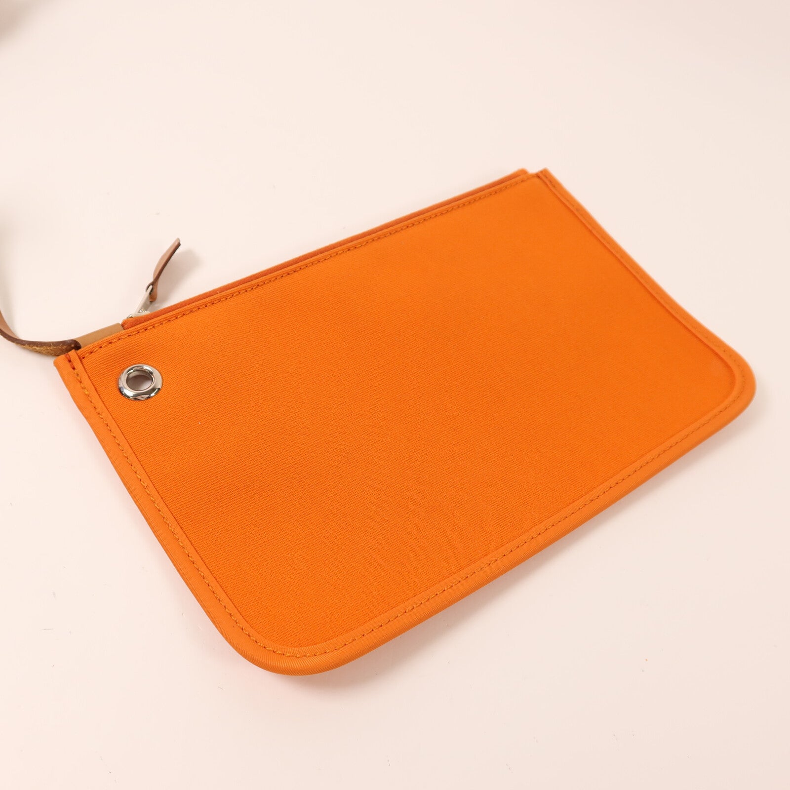 HERMES 帆布Herbag PM銀扣手挽肩背兩用袋Orange