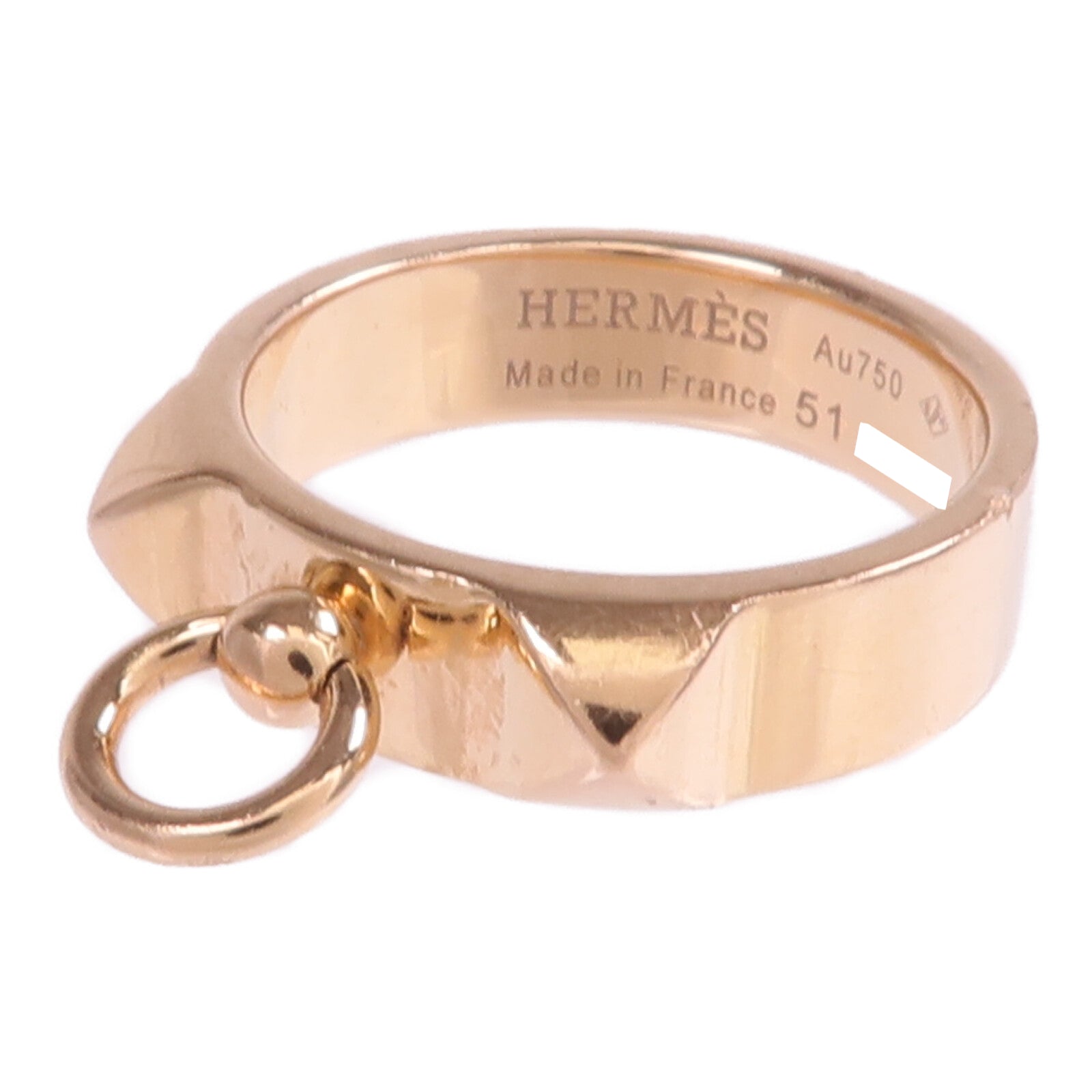 HERMES 【激減優惠】18K玫瑰金Collier de chien Ring戒指Hermes#51/US#5.75