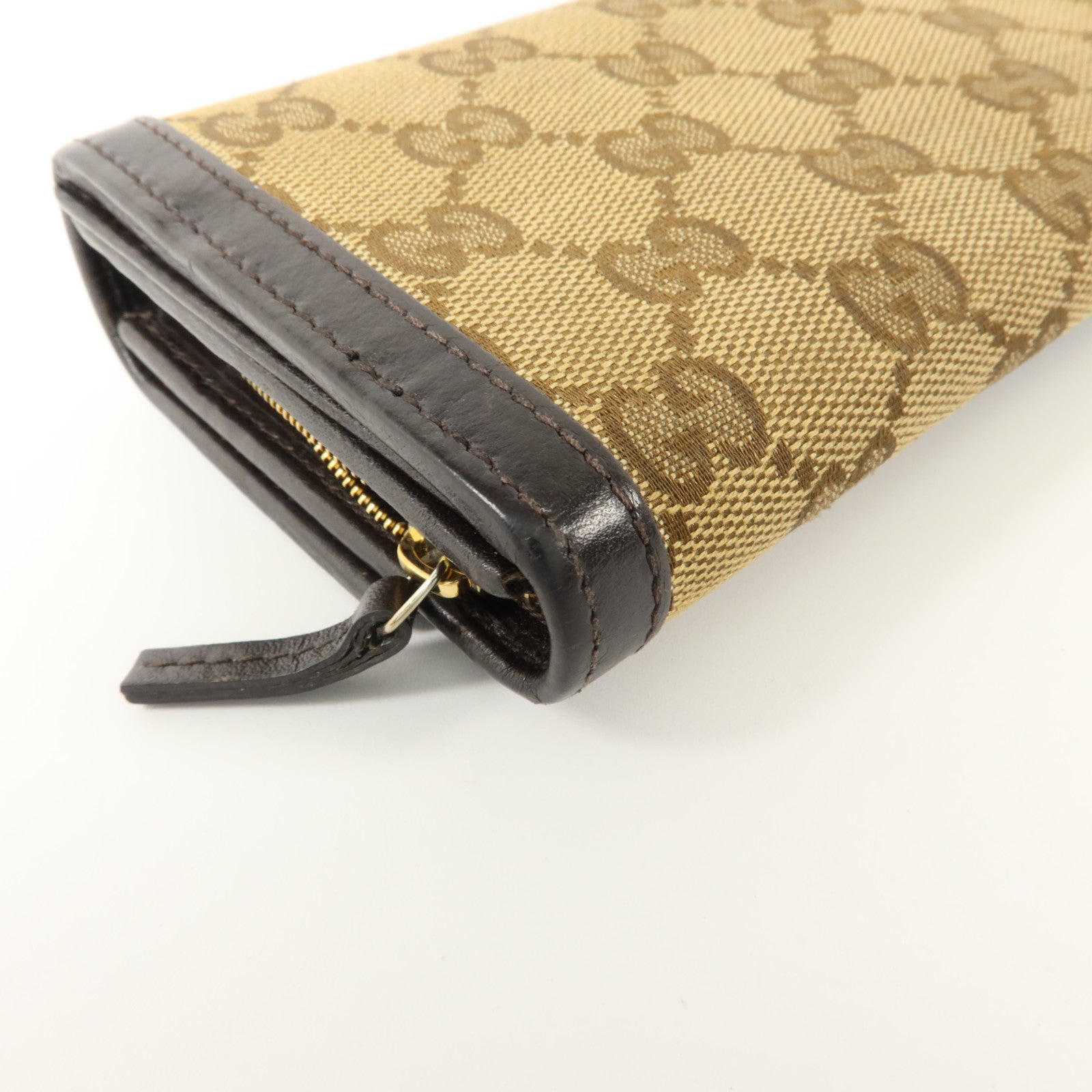 GUCCI GG帆布/牛皮皮革Long Walle金扣t長錢包
