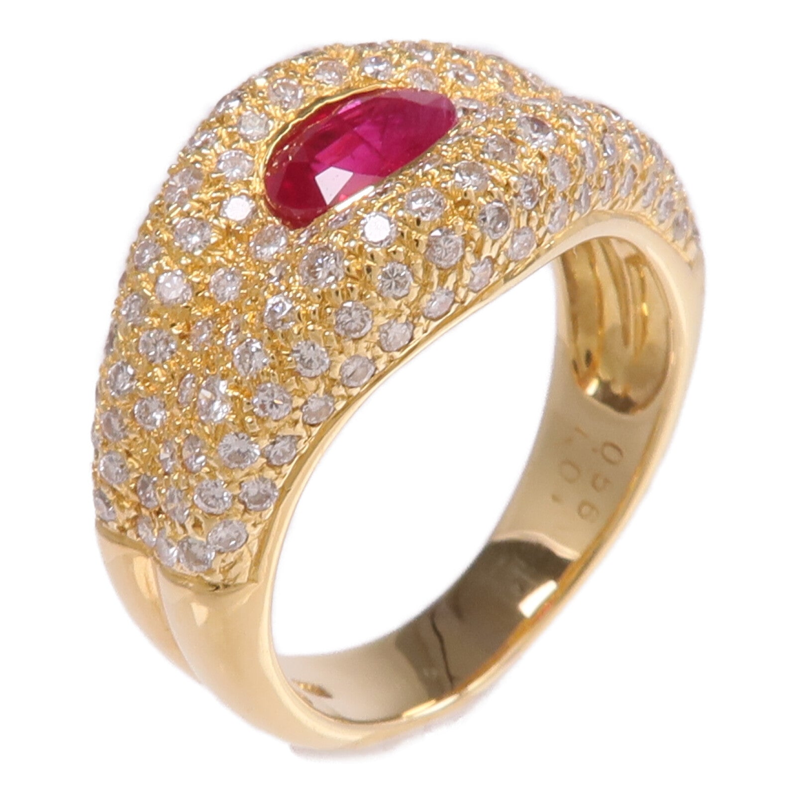 JEWELRY 18K黃金Ruby Diamond Ring紅寶石/鑽石戒指US#6.5